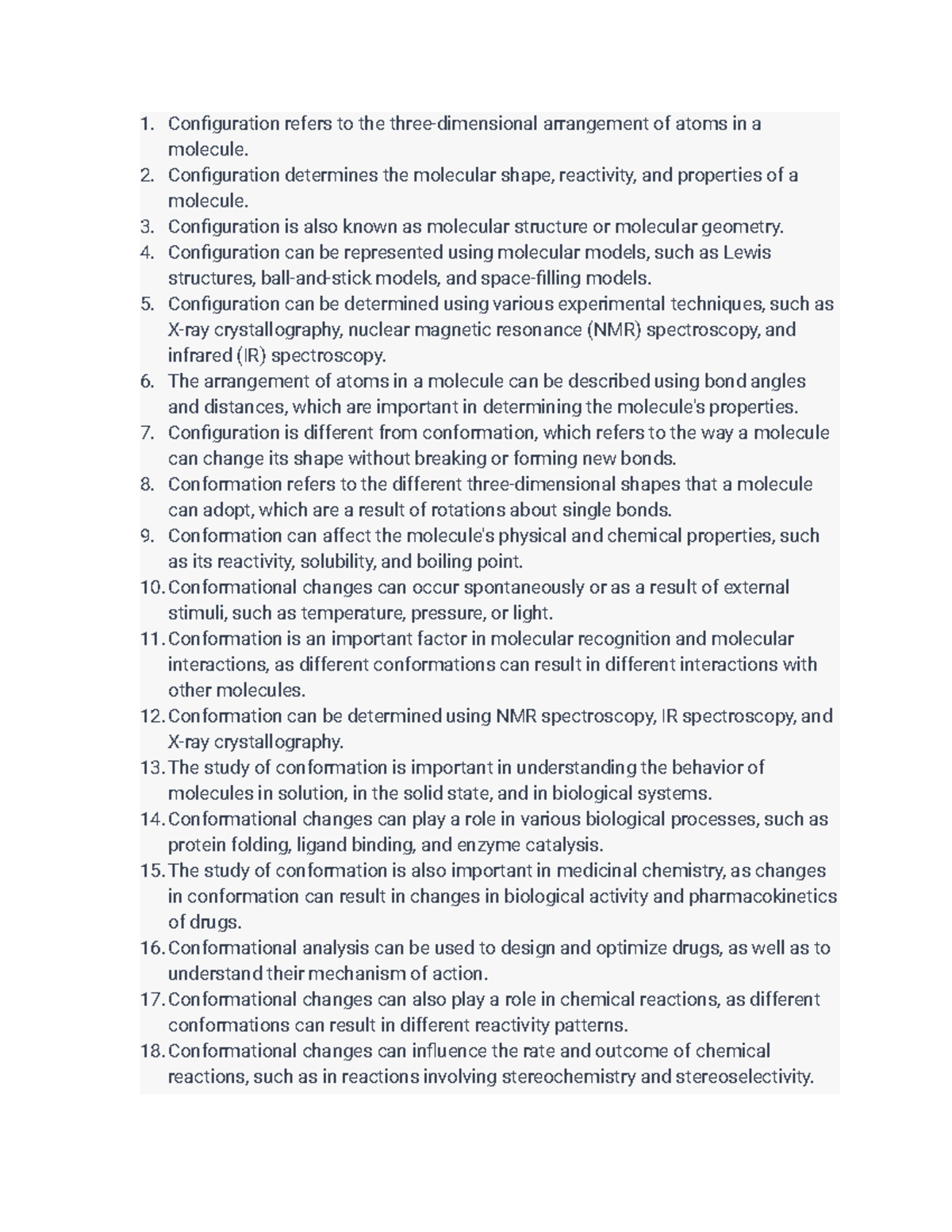 Configuration and Conformation Notes - Configuration refers to the ...