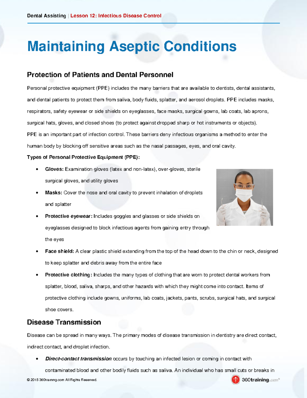 Pdf (53) Dental Assisting Lesson 12 Infectious Disease Control