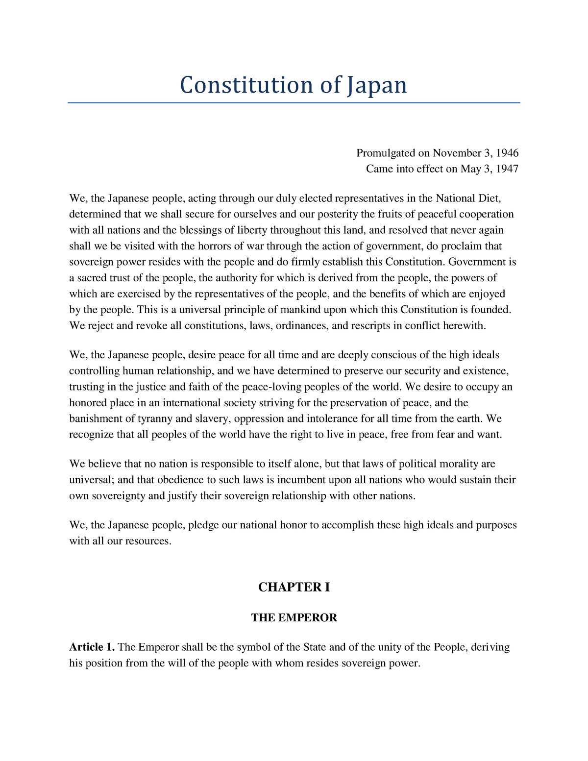 JPN27179 - Blah Blah Blah - Constitution Of Japan Promulgated On ...