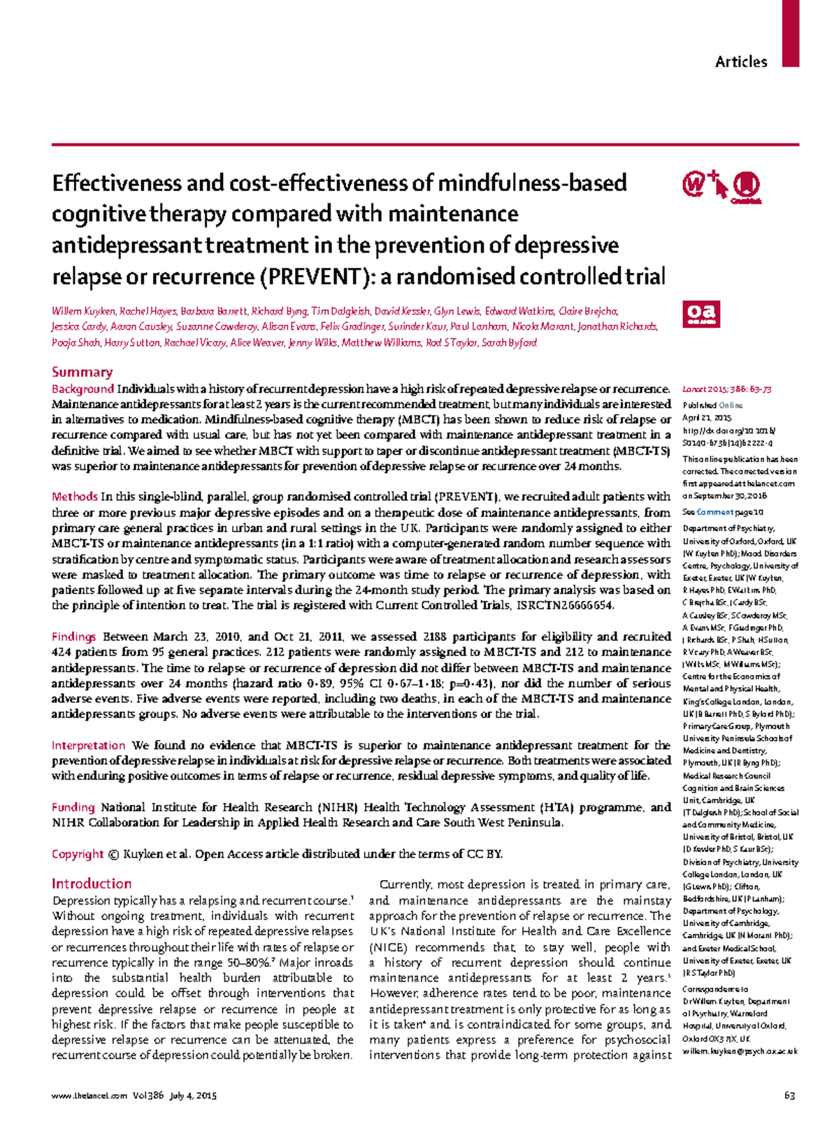 Artikel 1 Onderzoekend Vermogen - Effectiveness And Cost-effectiveness ...