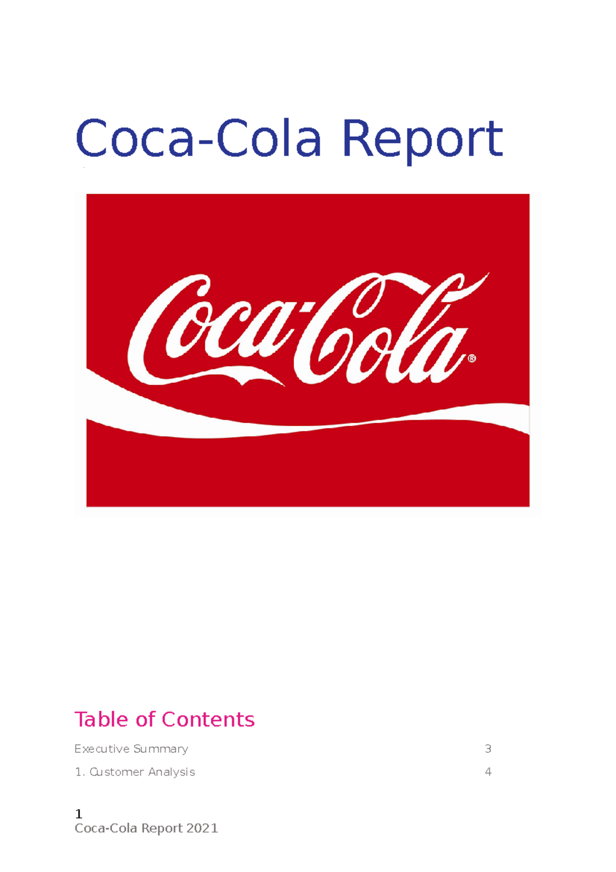 research report of coca cola