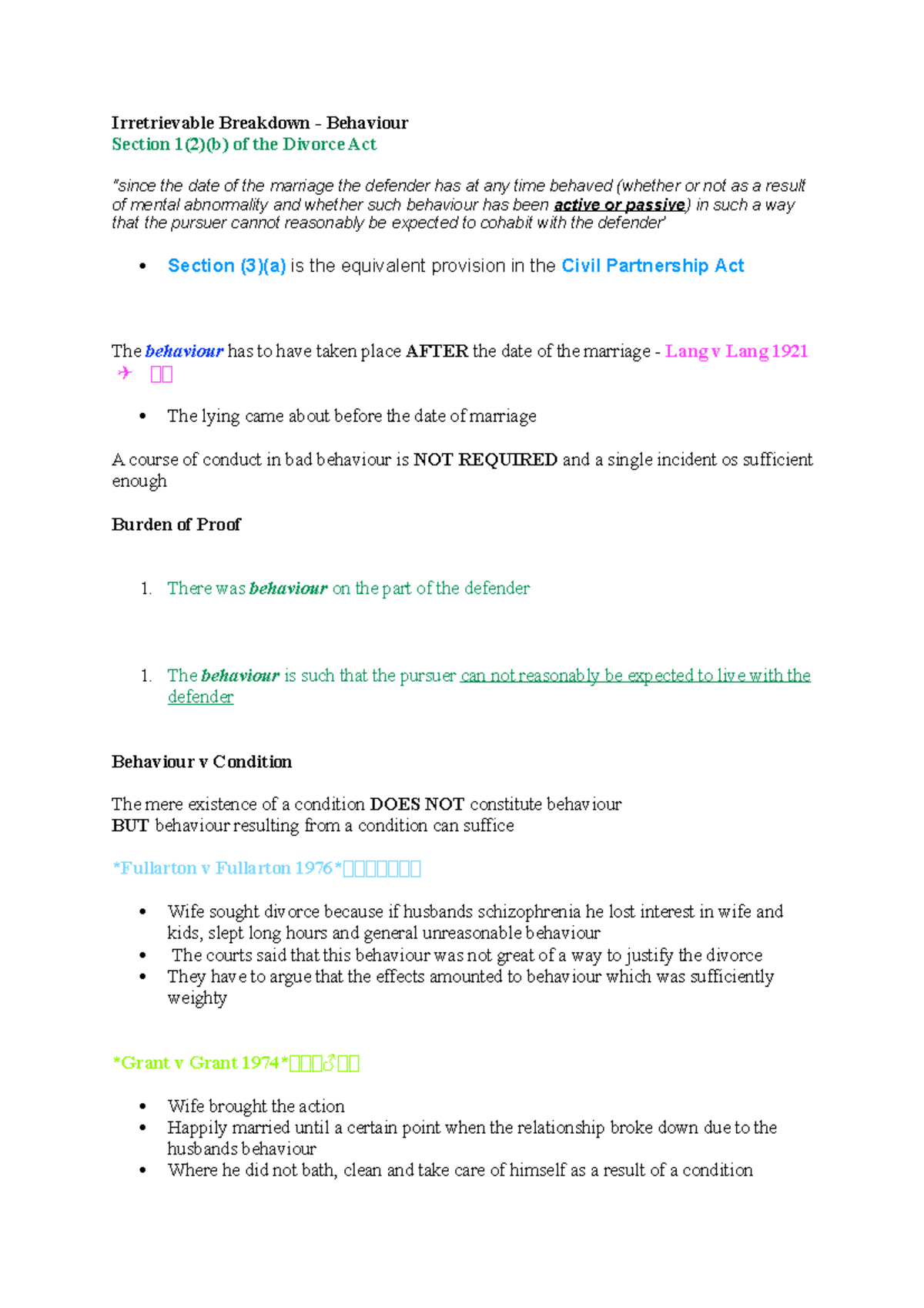 Divorce 3 - Irretrievable Breakdown - Behaviour Section 1(2)(b) Of The ...