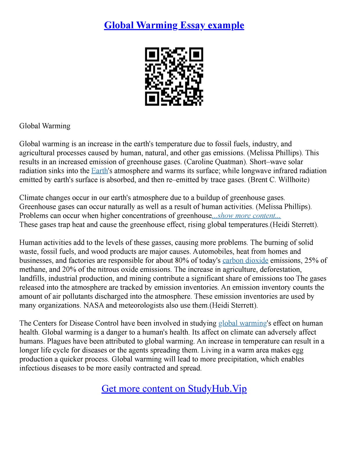 discussion essay global warming