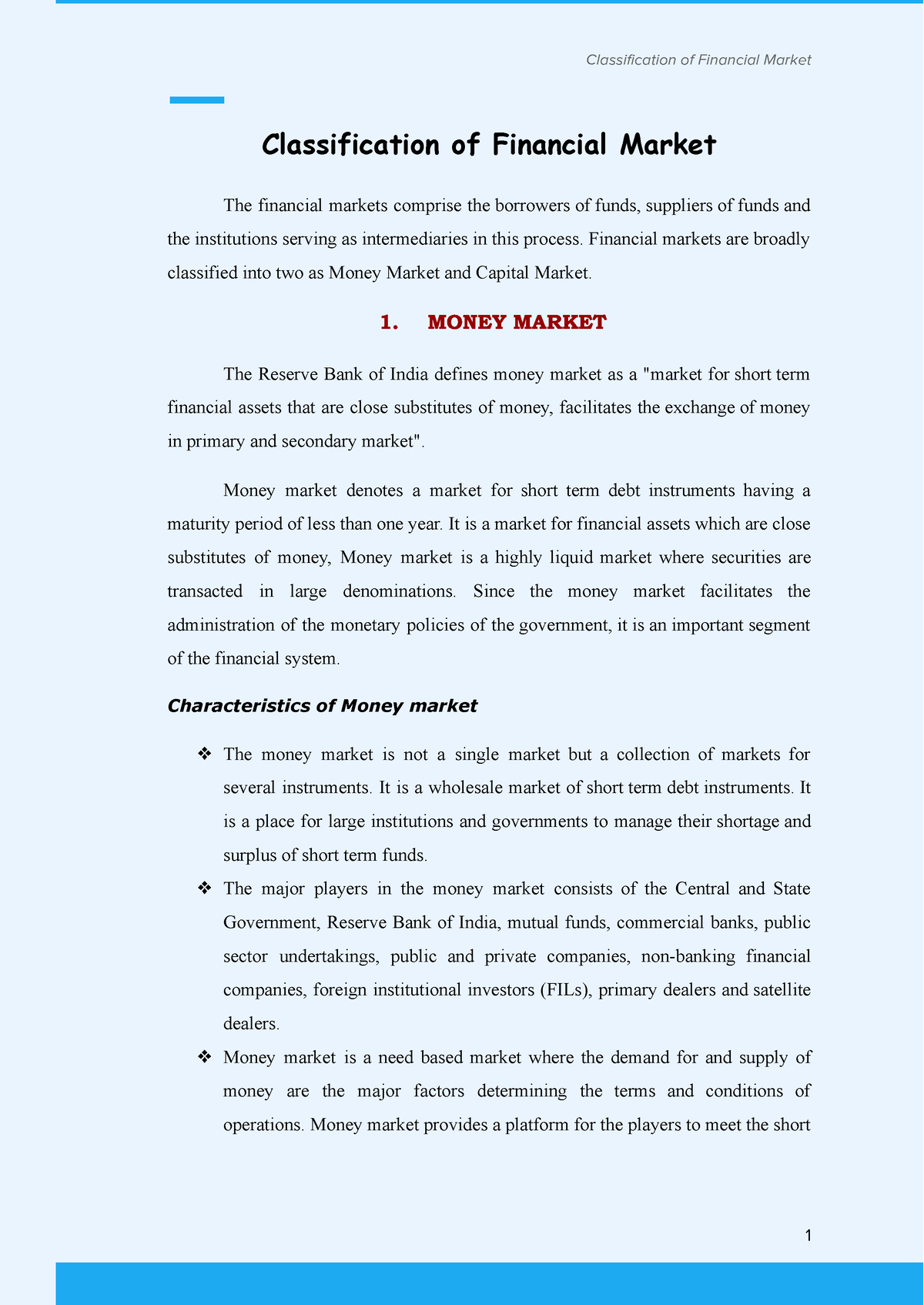 thesis financial market