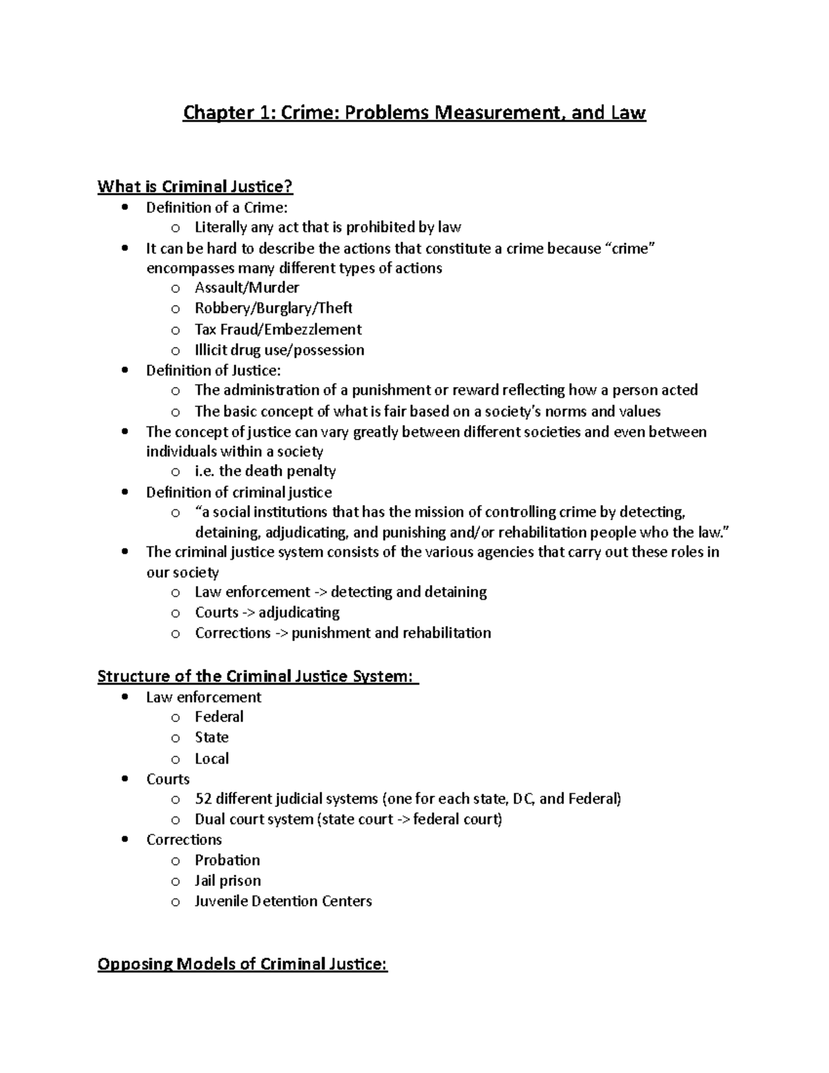 Chapter 1 - Crime: Problems Measurement, and Law - the death penalty ...