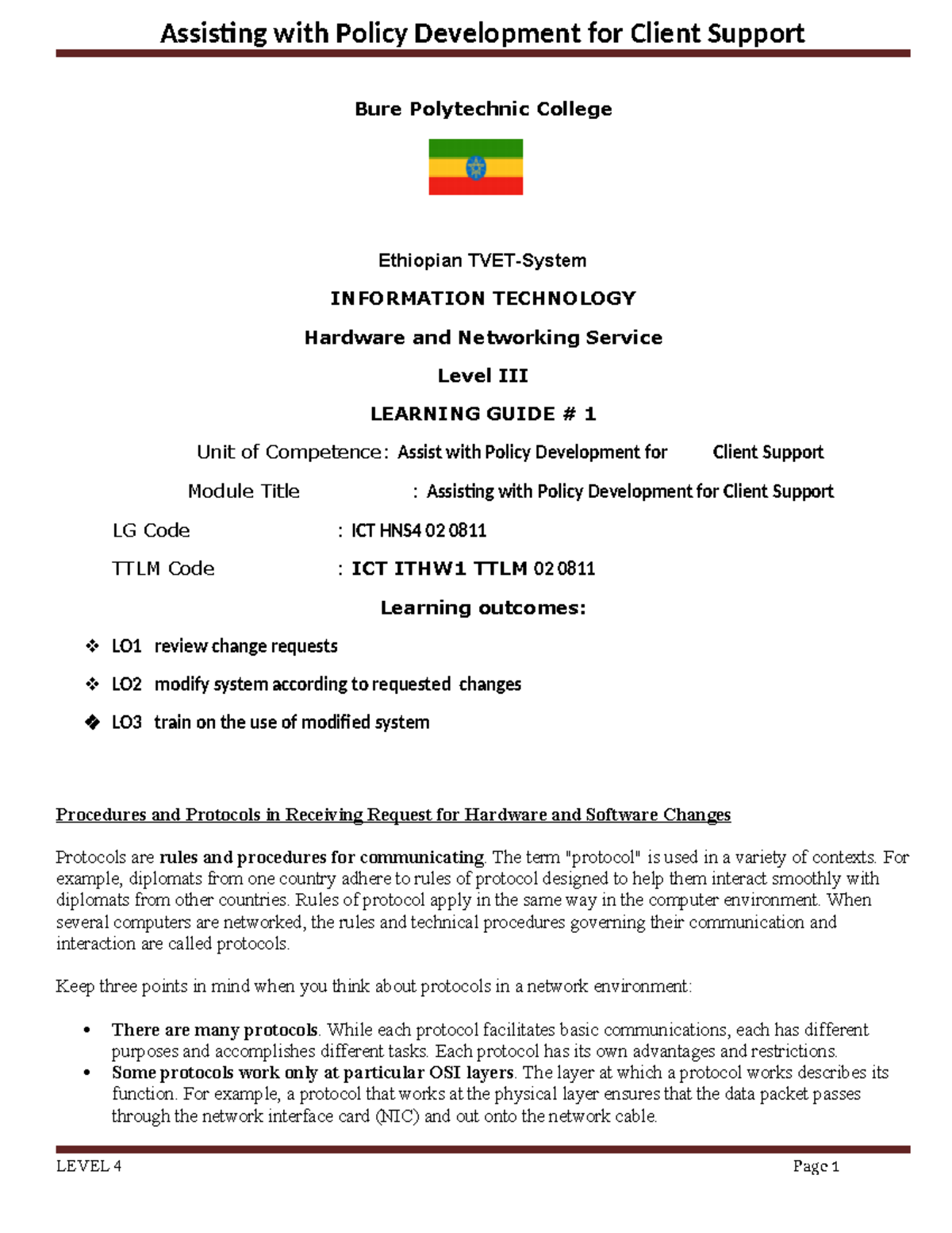 ICT ITS4 03 0811 Assist with Policy Development for Client Support ...