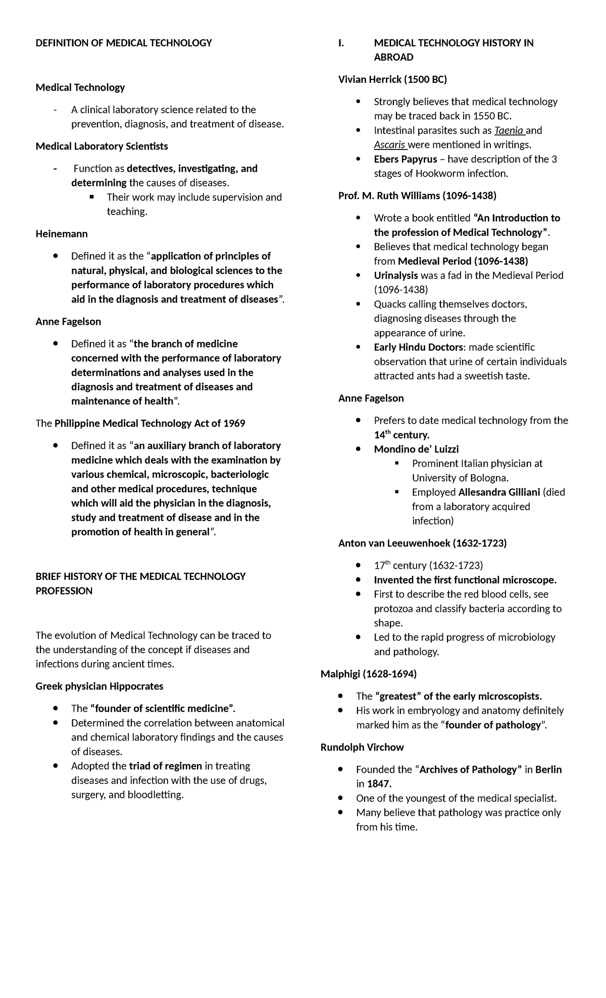 PMLS 1 (Module 1) - self-made notes. - DEFINITION OF MEDICAL TECHNOLOGY ...