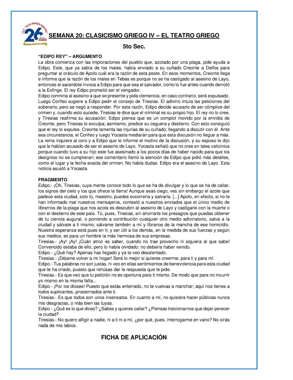 S20 5TO SEC. LIT Ficha DE Aplicación-EL Teatro Griegogriego - SEMANA 20 ...