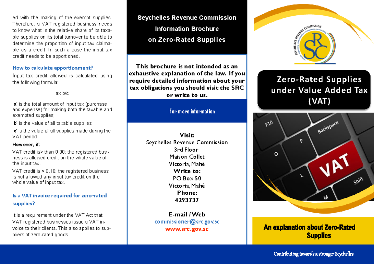 VATZero Rated Supplies ed with the making of the exempt supplies