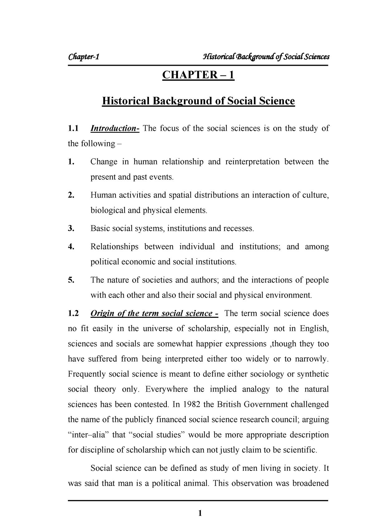 10 chapter 1 Historical Background of Social Sciences CHAPTER 1