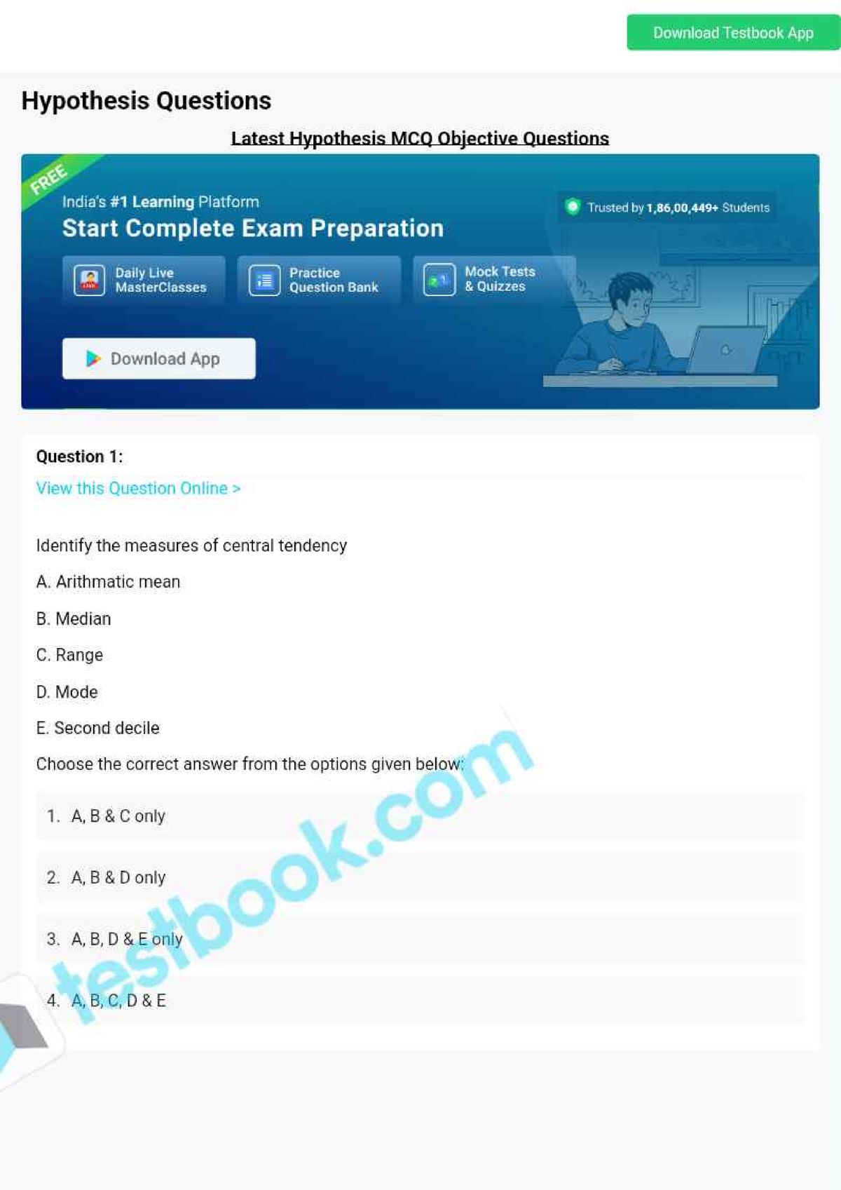 hypothesis mcq questions