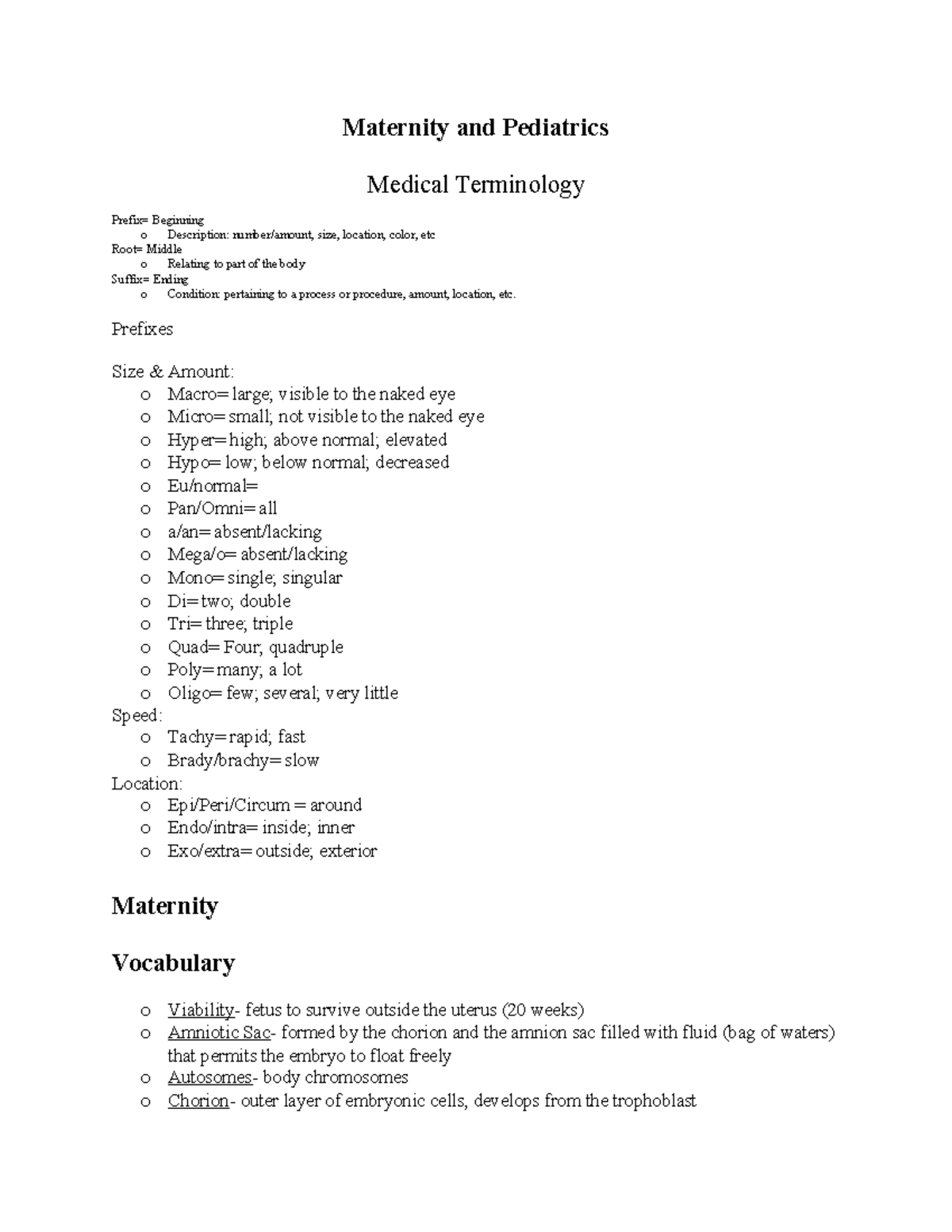 7:2024 Maternity and Pediatrics Notes - Maternity and Pediatrics ...