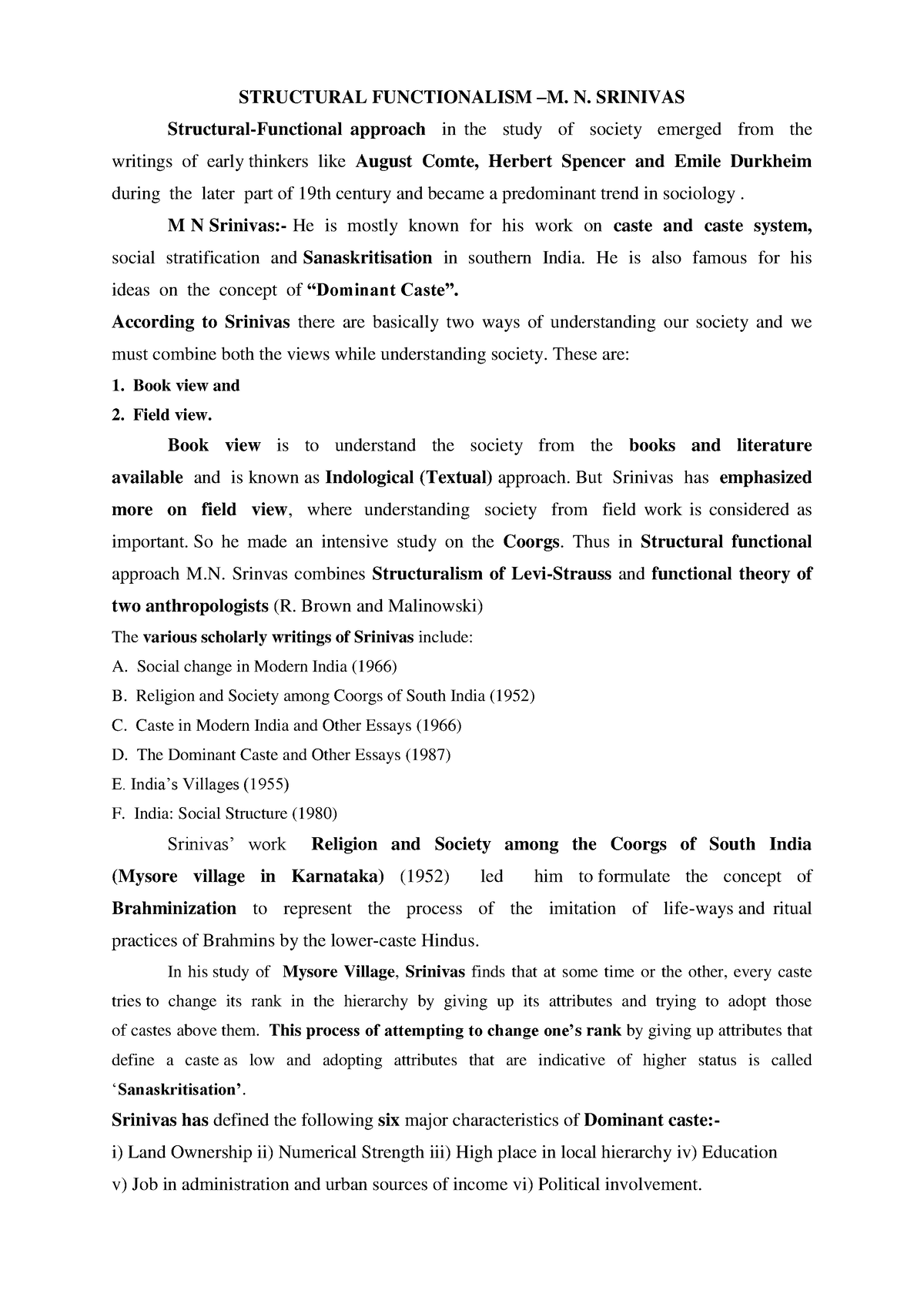 Structural Functionalism And Marxism Structural Functionalism M N