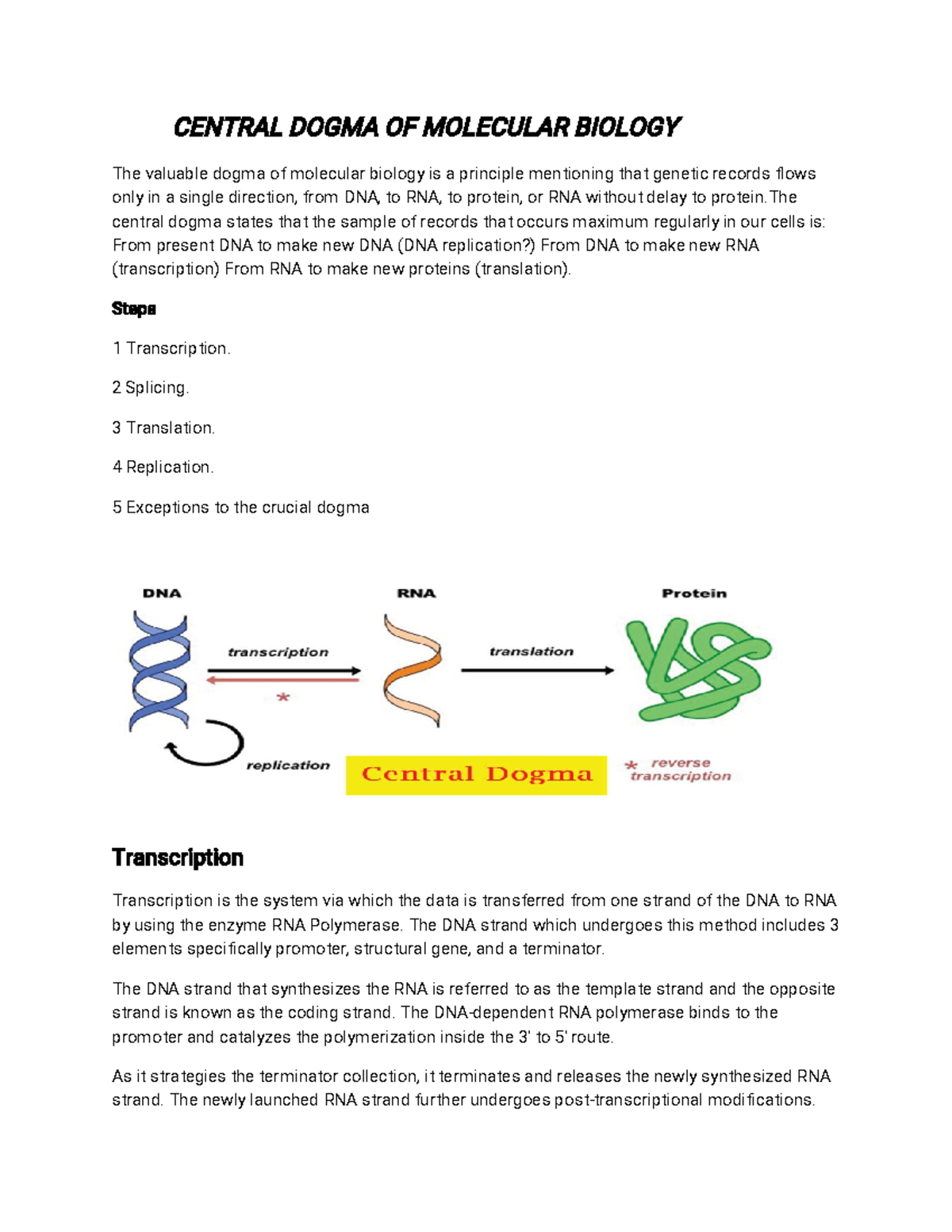 central dogma research paper