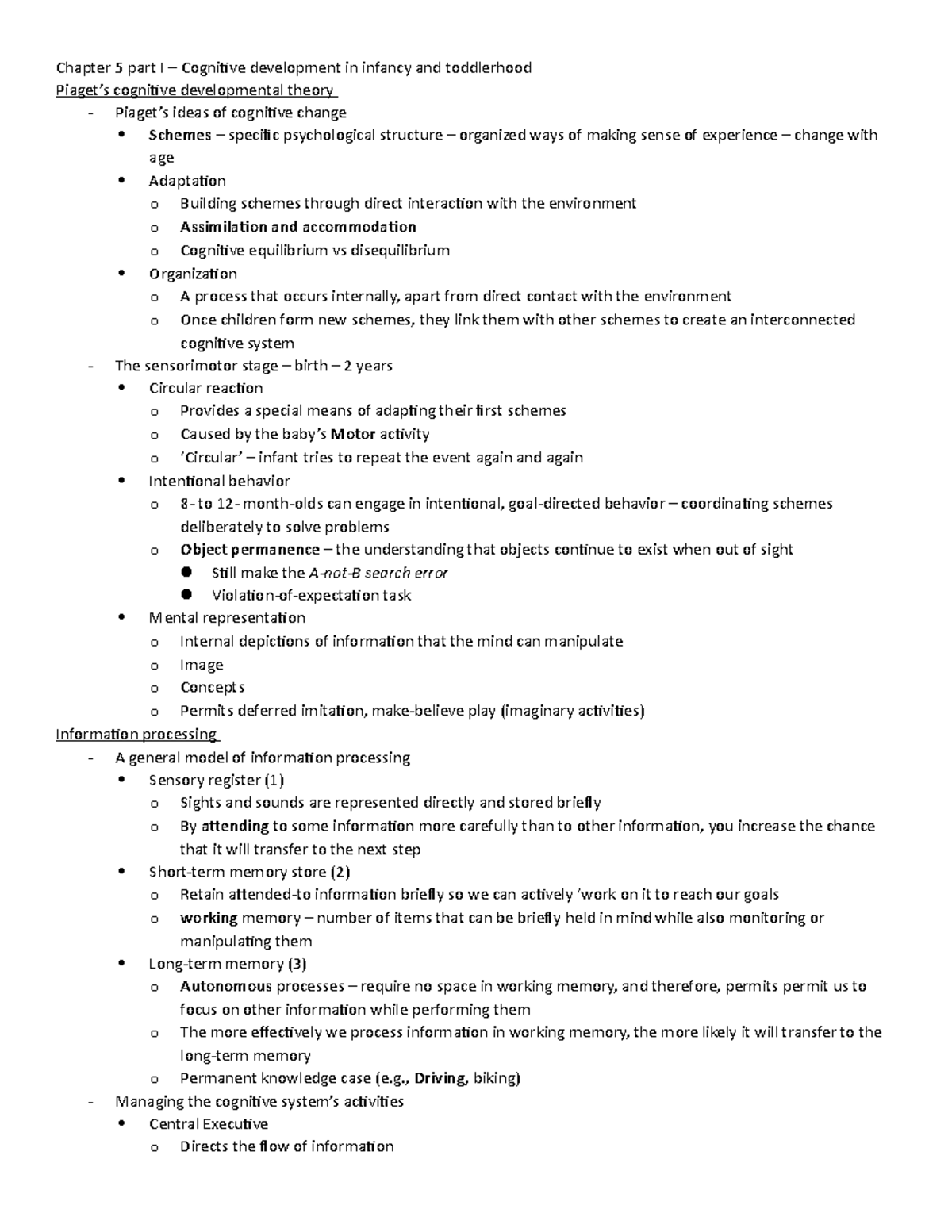Ch5 part I Handout - Cognitive development in infancy and toddlerhood ...