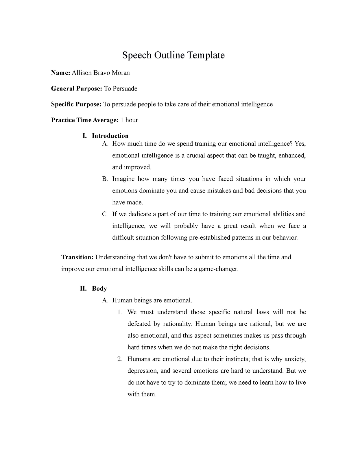 speech and outline