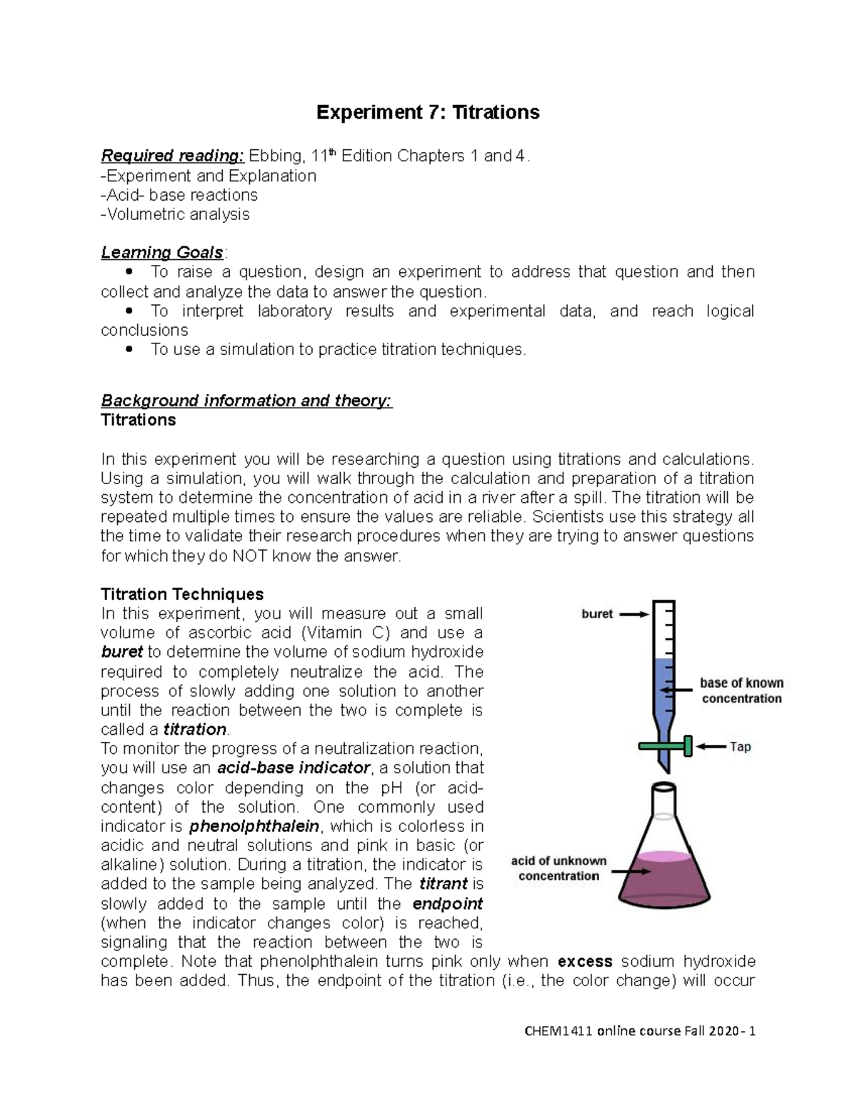 Experiment 7 Titrations Experiment 7 Titrations Required reading