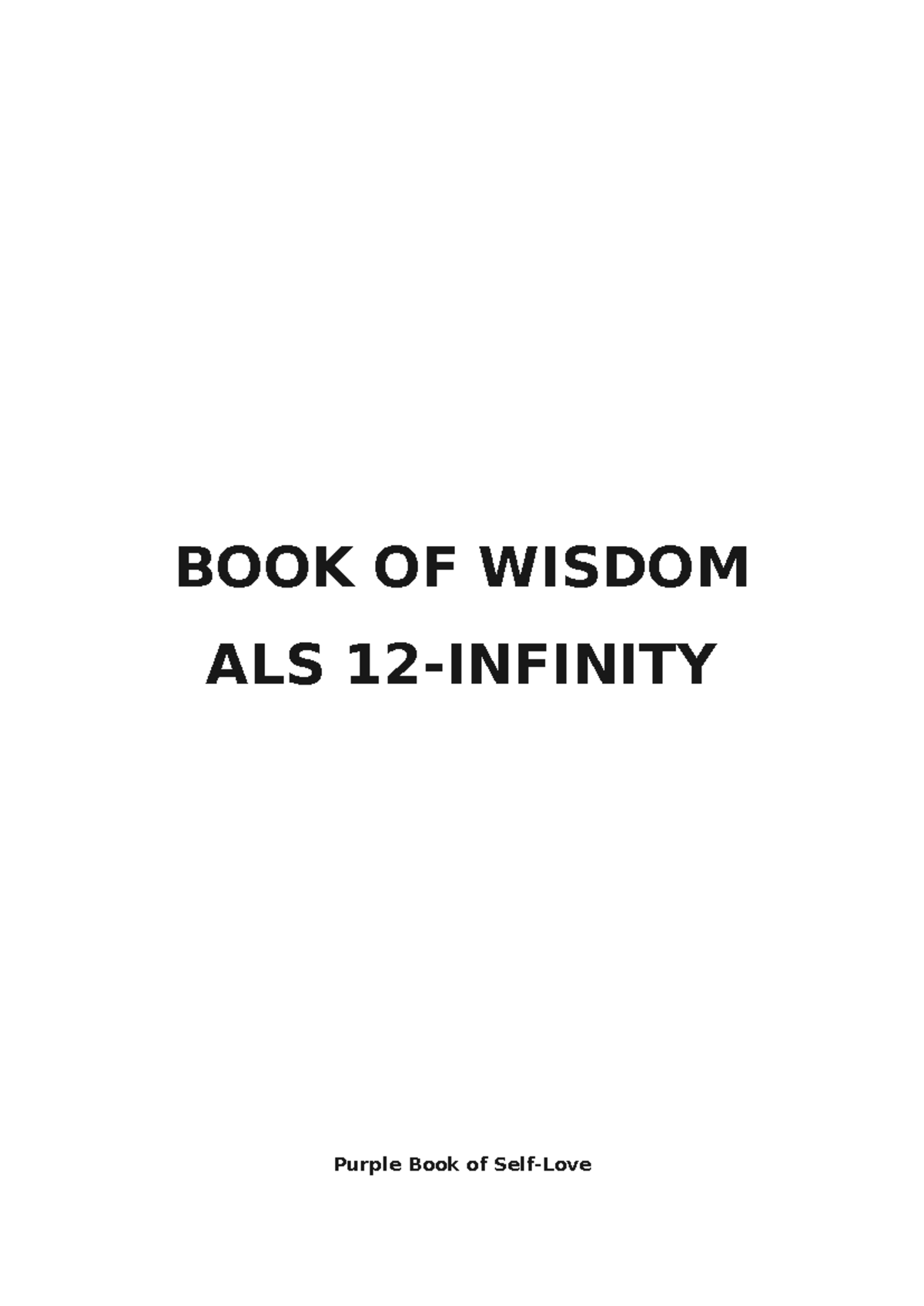 Book of wisdom infinity - BOOK OF WISDOM ALS 12-INFINITY Purple Book of ...