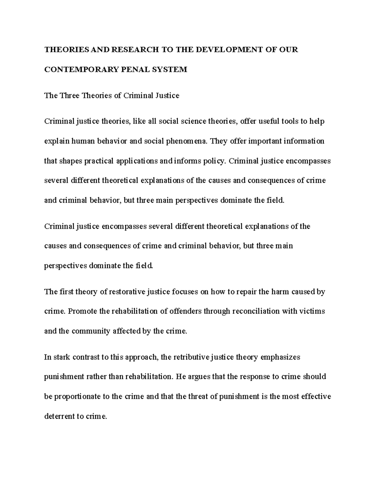 3rd tutorial classnote-SOCI 2225 Crime, Punishment and the Penal System ...