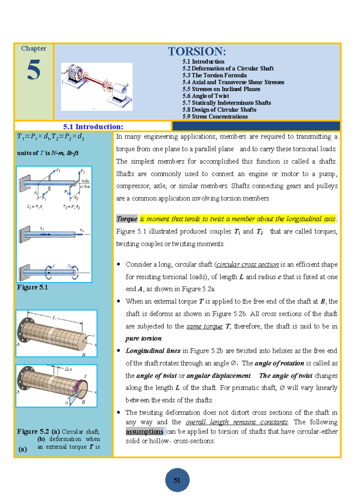 Chapter 5 Torsion Final - Chapter 5 TORSION: 5 Introduction 5 ...