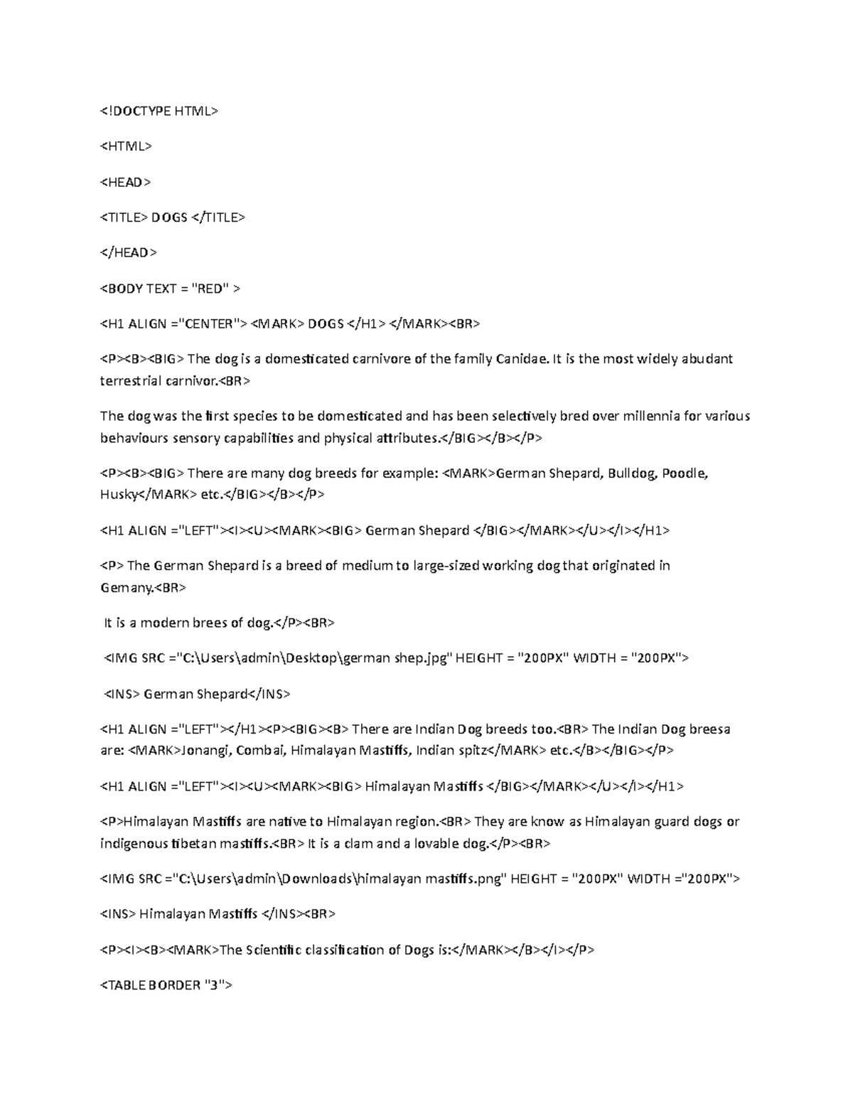 Doctype HTML - HTML NOTES - DOGS - Studocu