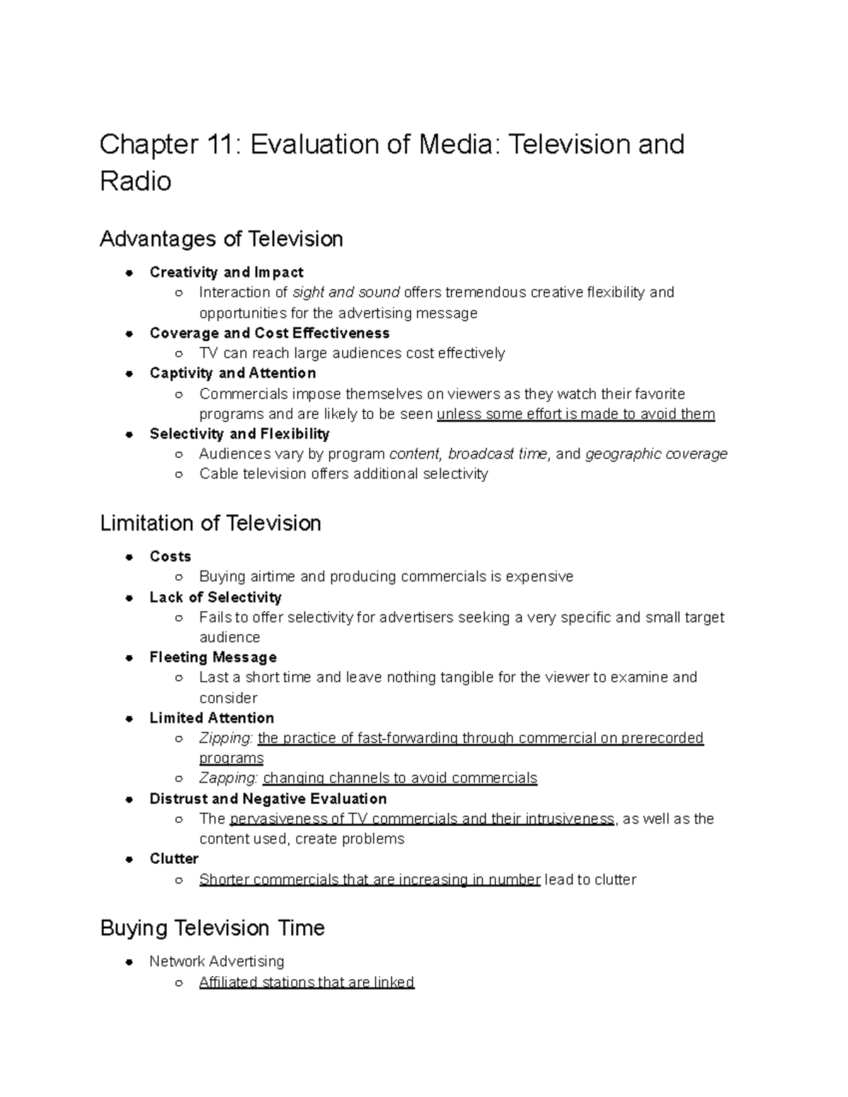 MKTG420 Ch11 Chapter summary Chapter 11 Evaluation of Media