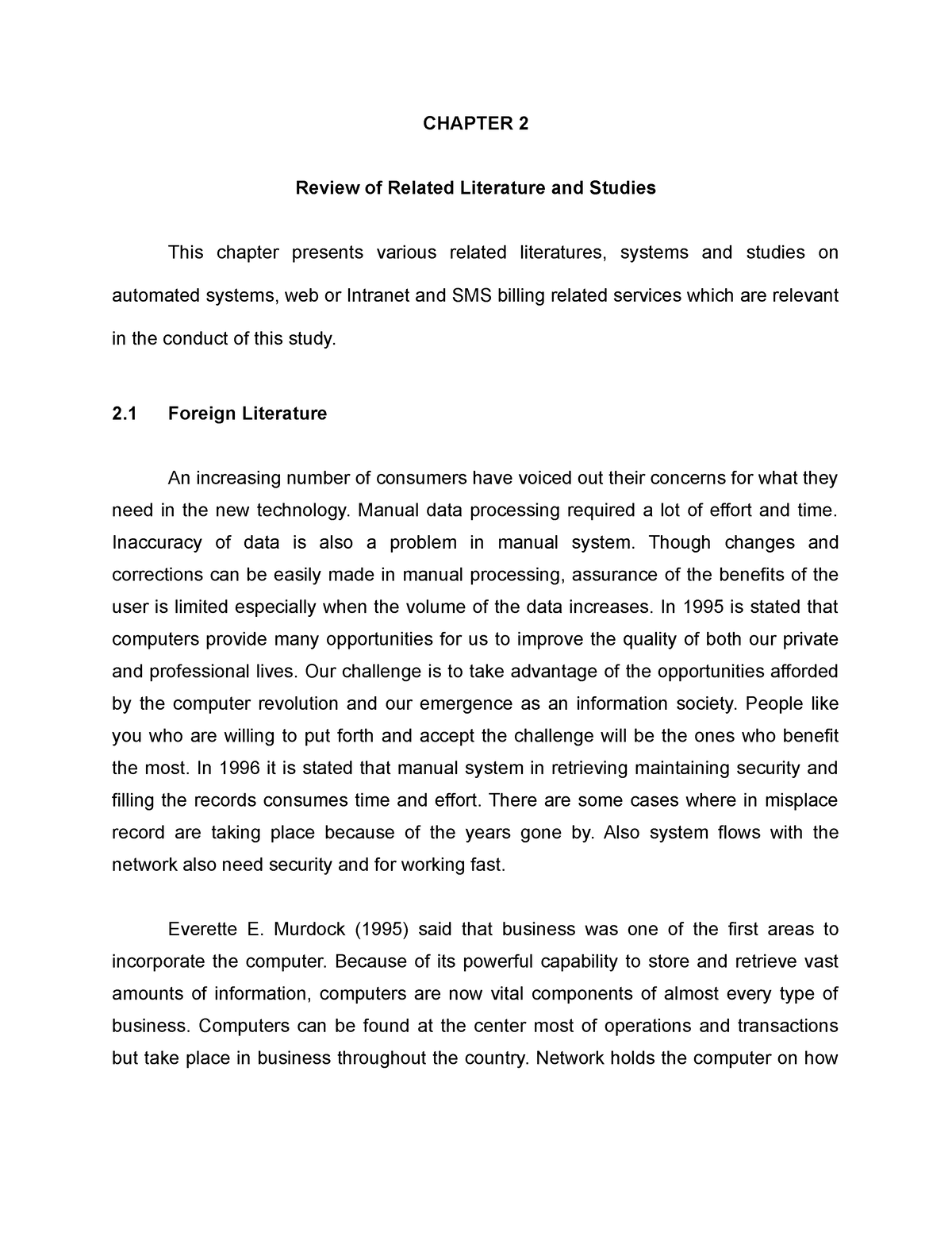capstone project literature review sample