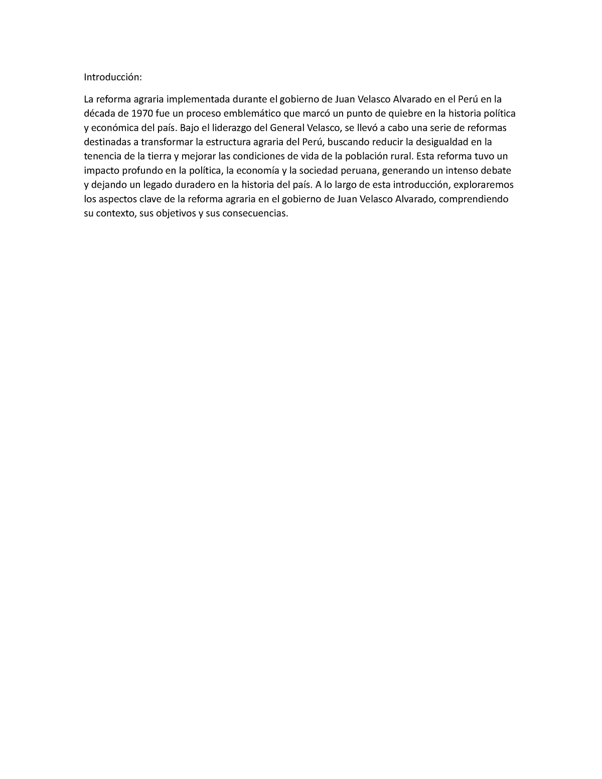 Documento - .... - Introducción: La reforma agraria implementada ...