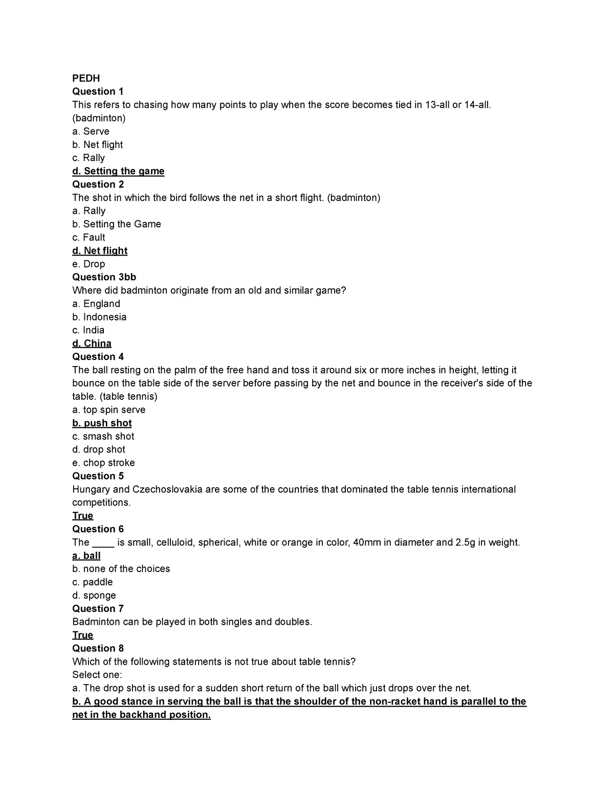 PEDH - PEDH - PEDH Question 1 This Refers To Chasing How Many Points To ...