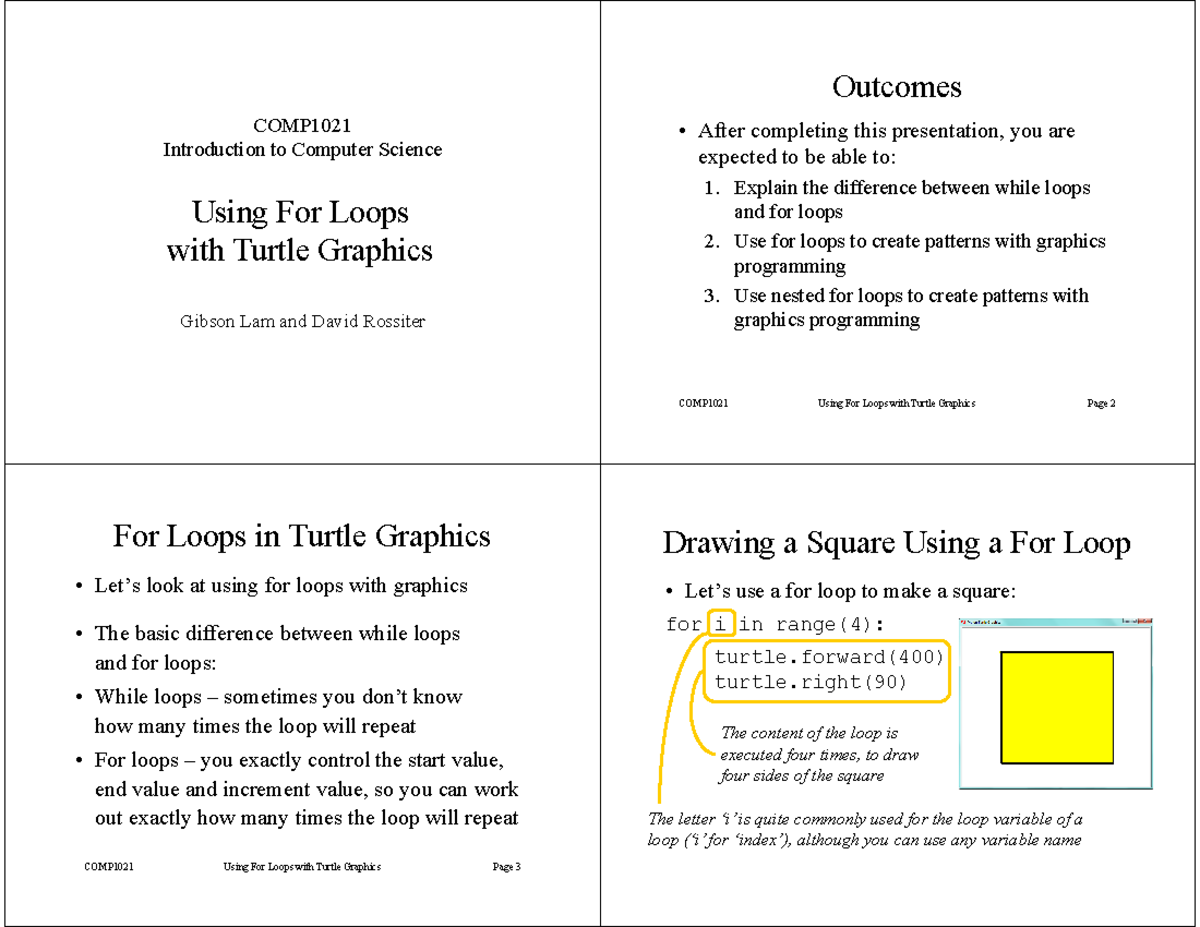 14 1021 using for loops with graphics f2021 4spp - Using For Loops with ...