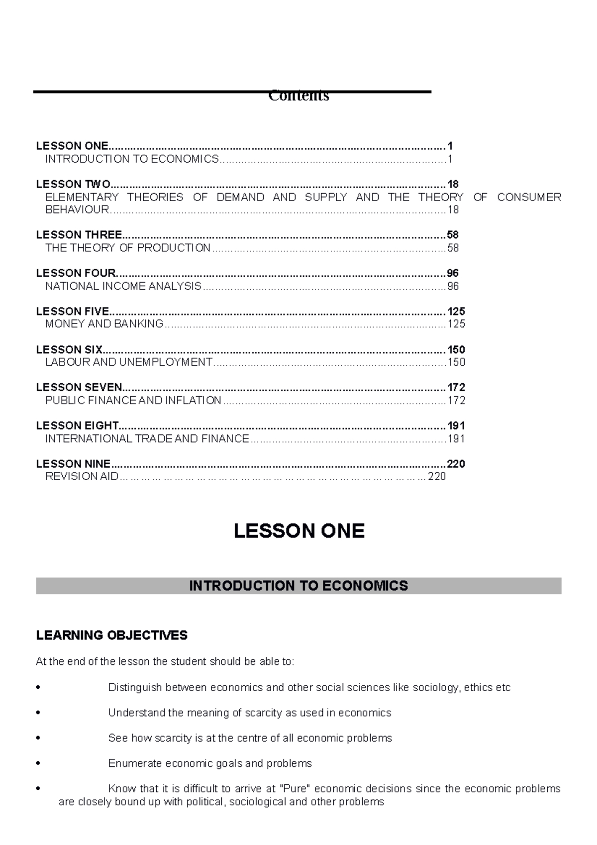 Economics SP [326] - Contents LESSON - Studocu