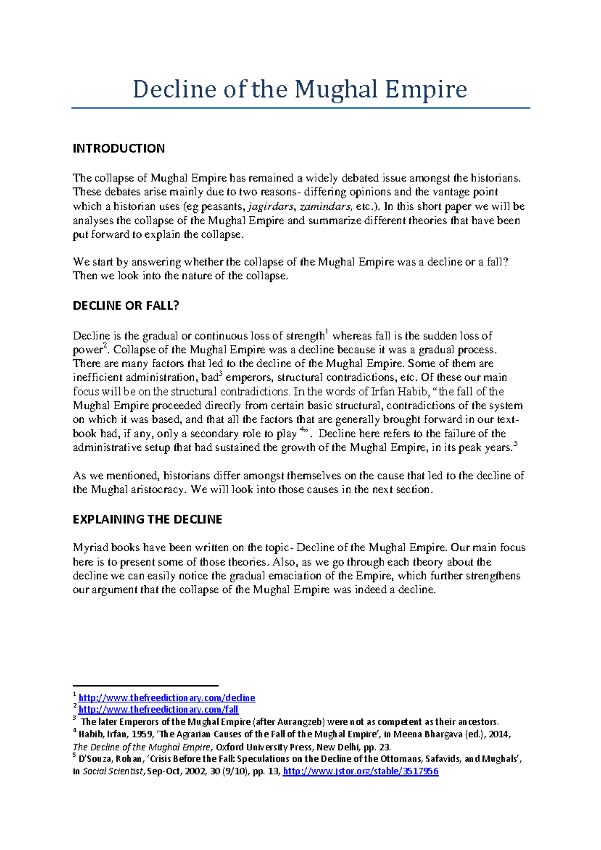 The Decline of Mughal Empire - Decline of the Mughal Empire ...