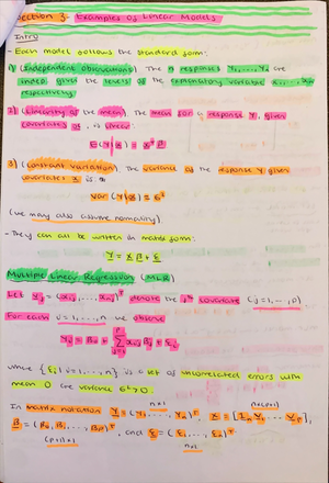 LM Intro and Least Squares Estimation - STATS4015 - Studocu