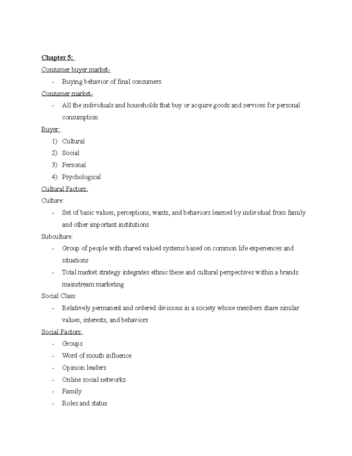Marketing chpts 5 - Lecture notes 5-12 - Chapter 5: Consumer buyer ...