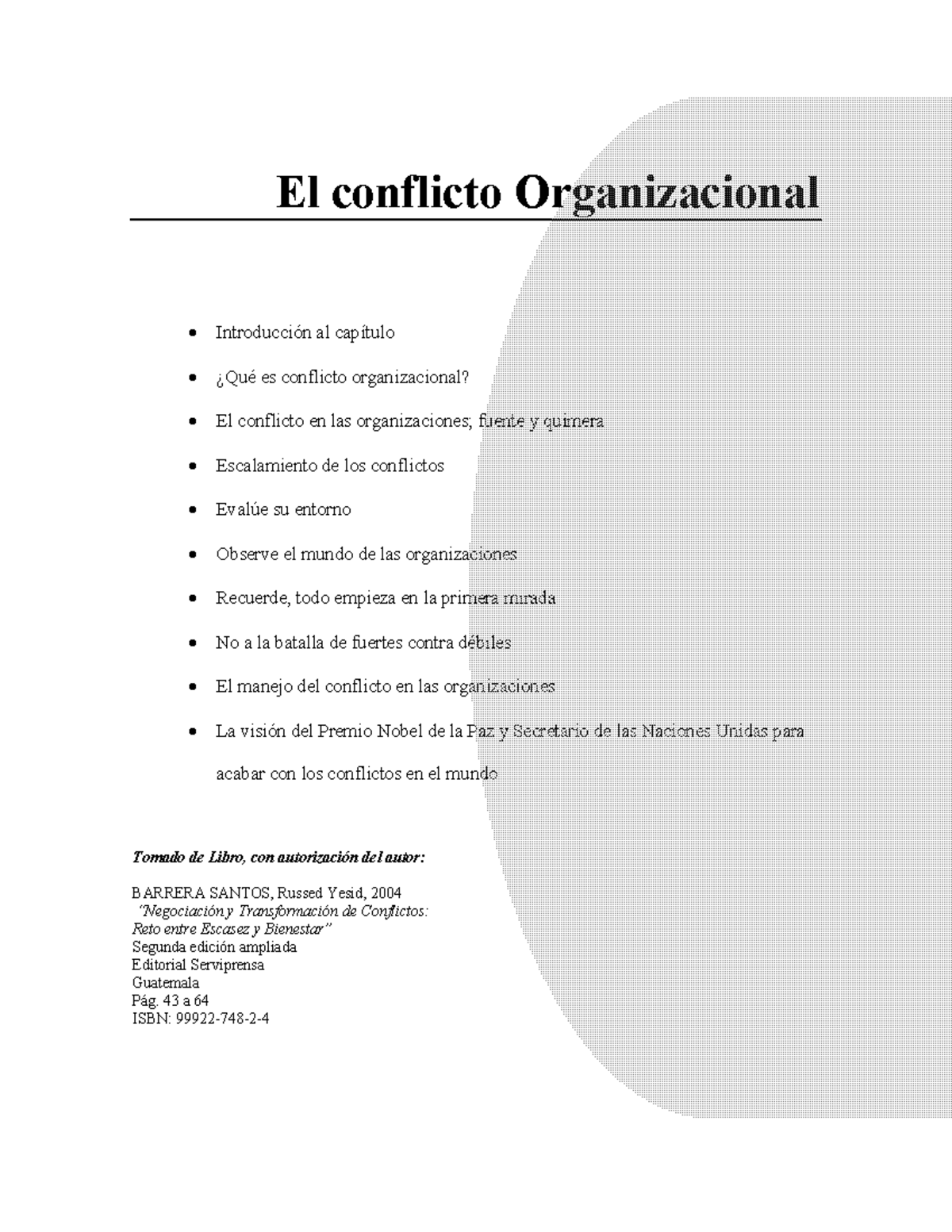 El Conflicto Organizacional - - Studocu