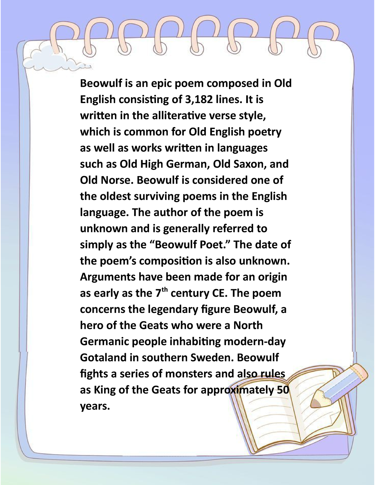 Explanation And Characters Of Beowulf - Beowulf Is An Epic Poem ...