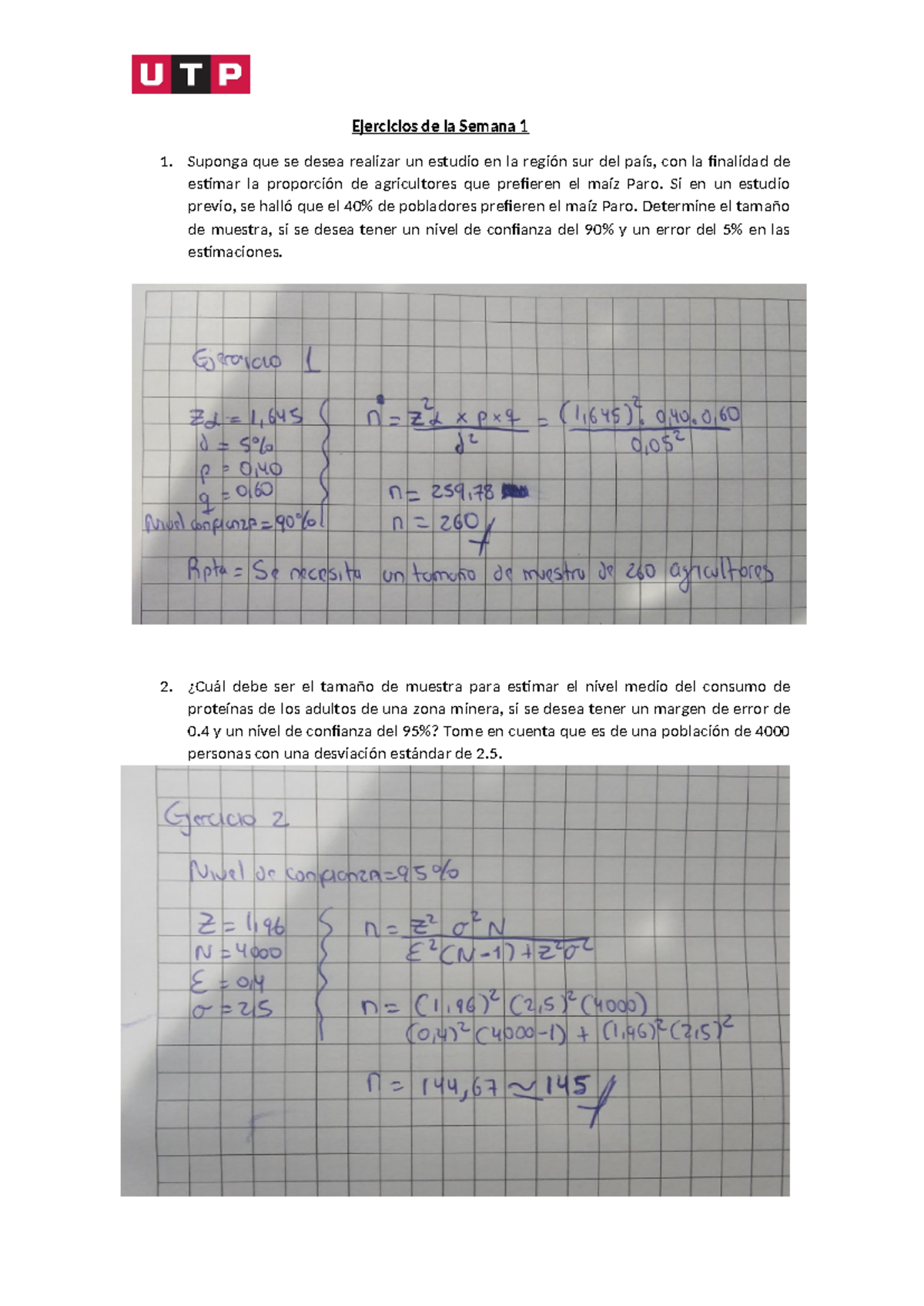 Ejercicios+sema Lkmkfd - Ejercicios de la Semana 1 Suponga que se desea ...