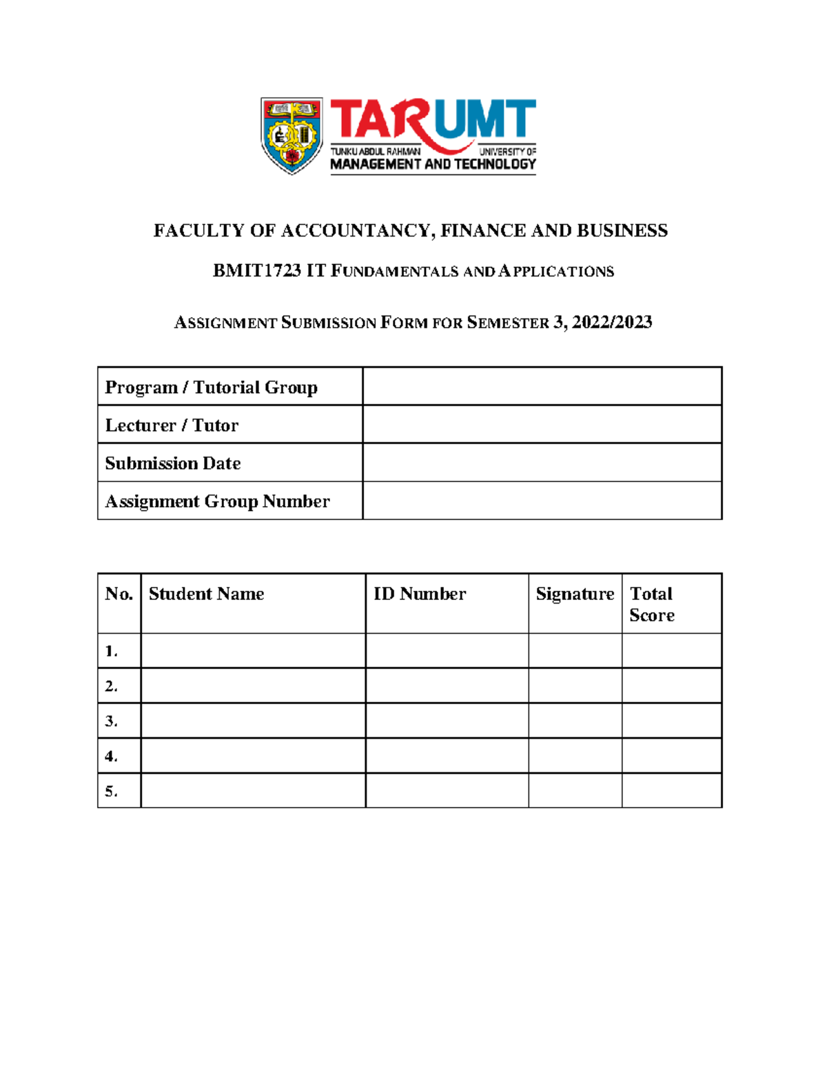 assignment submission form mie