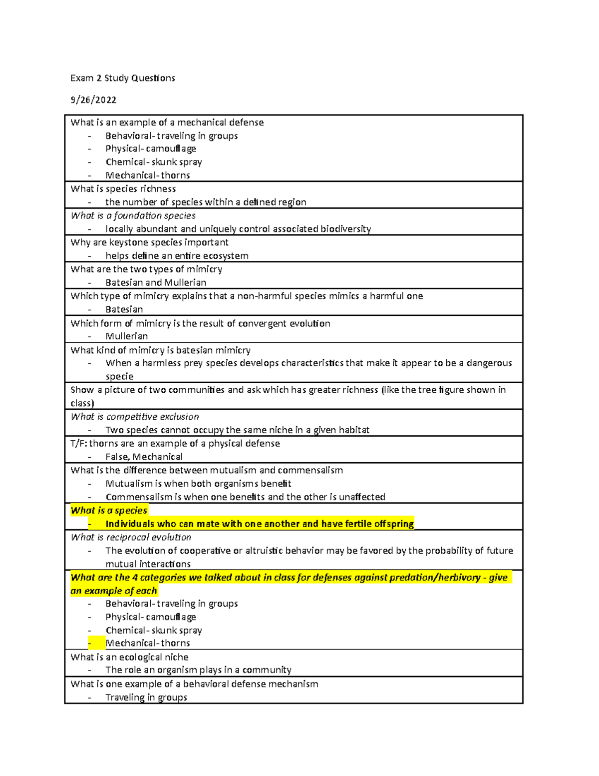 Exam 2 Study Guide - Review - Exam 2 Study Questions 9/26/ What is an ...