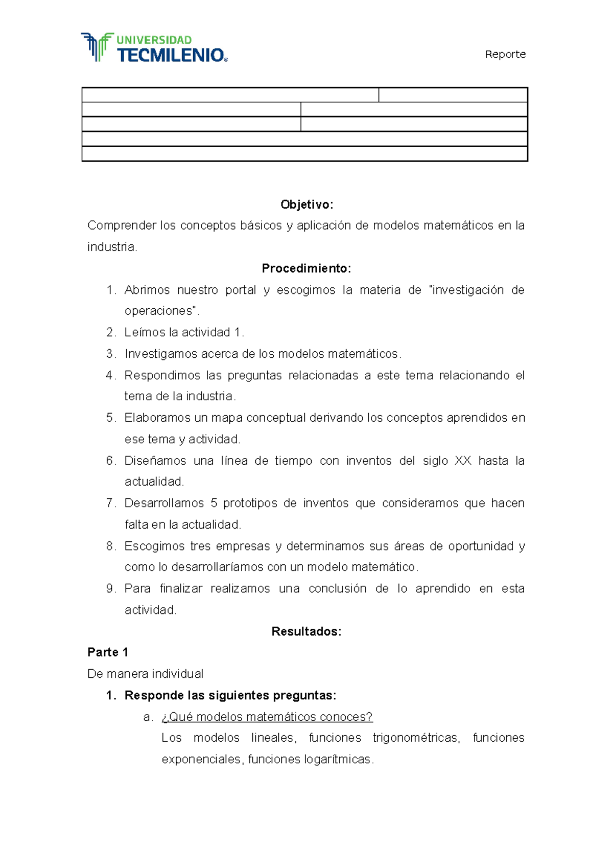 Actividad #1- Investigación de operaciones - Objetivo: Comprender los  conceptos básicos y aplicación - Studocu