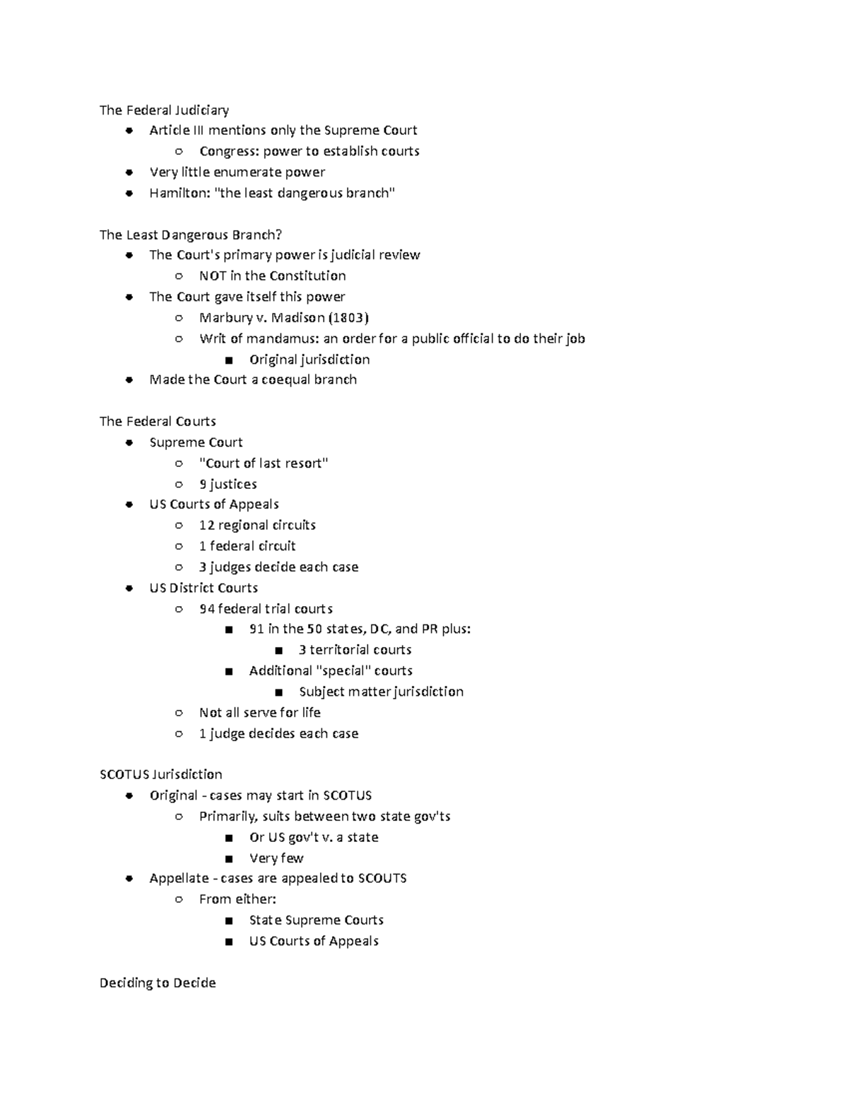 the supreme court's power to decide what is constitutional