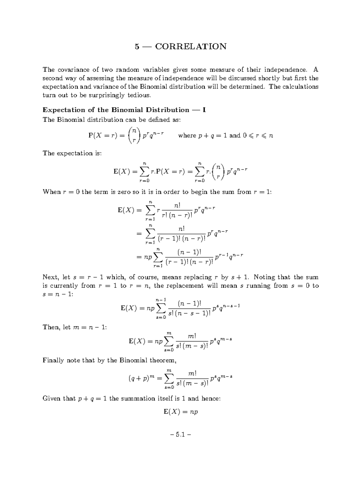 Prob05 - 5 — CORRELATION The covariance of two random variables gives ...