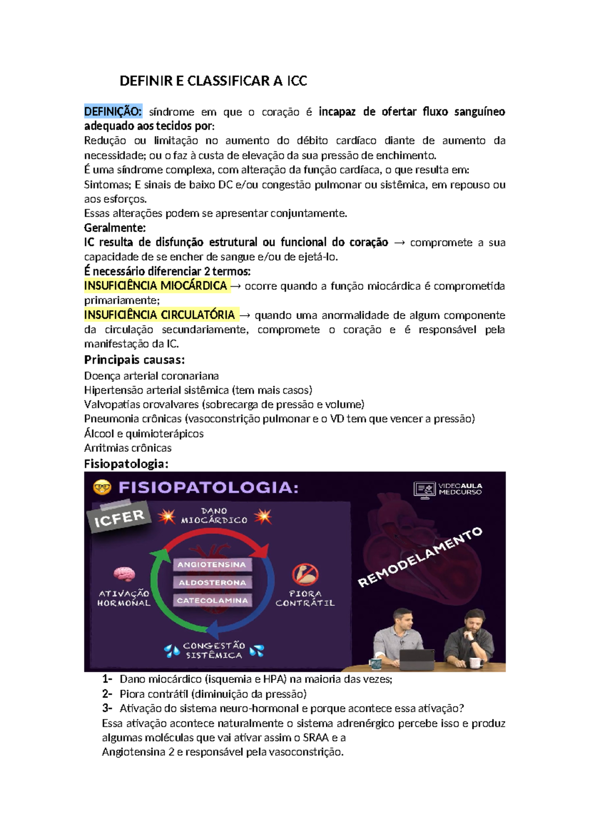 Definir E Classificar A ICC - DEFINIR E CLASSIFICAR A ICC DEFINIÇÃO ...