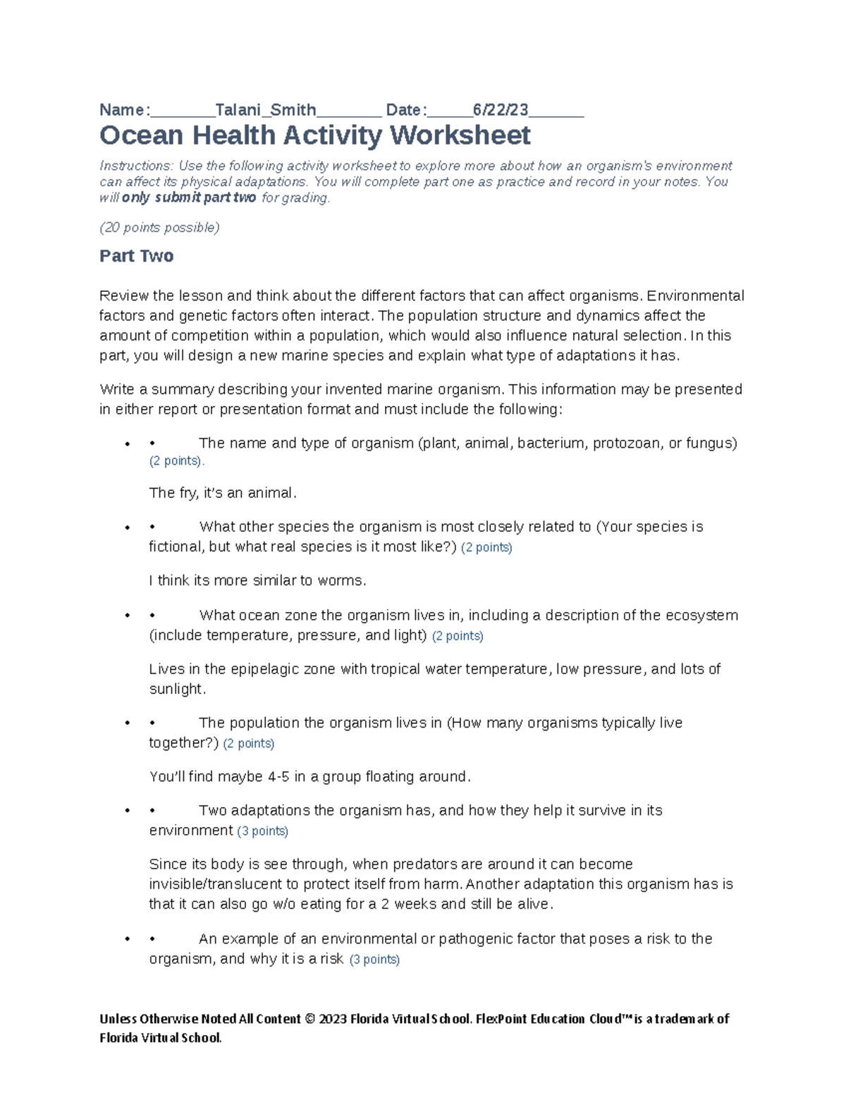 Ocean Health Lab Report T.A.K.S - Name:Talani_Smith Date:6/22/23_ Ocean Health Activity Worksheet - Studocu ocean-health-lab-report-t-a-k-s-name-talani-smith-date-6-22-23-ocean-health-activity-worksheet-studocu