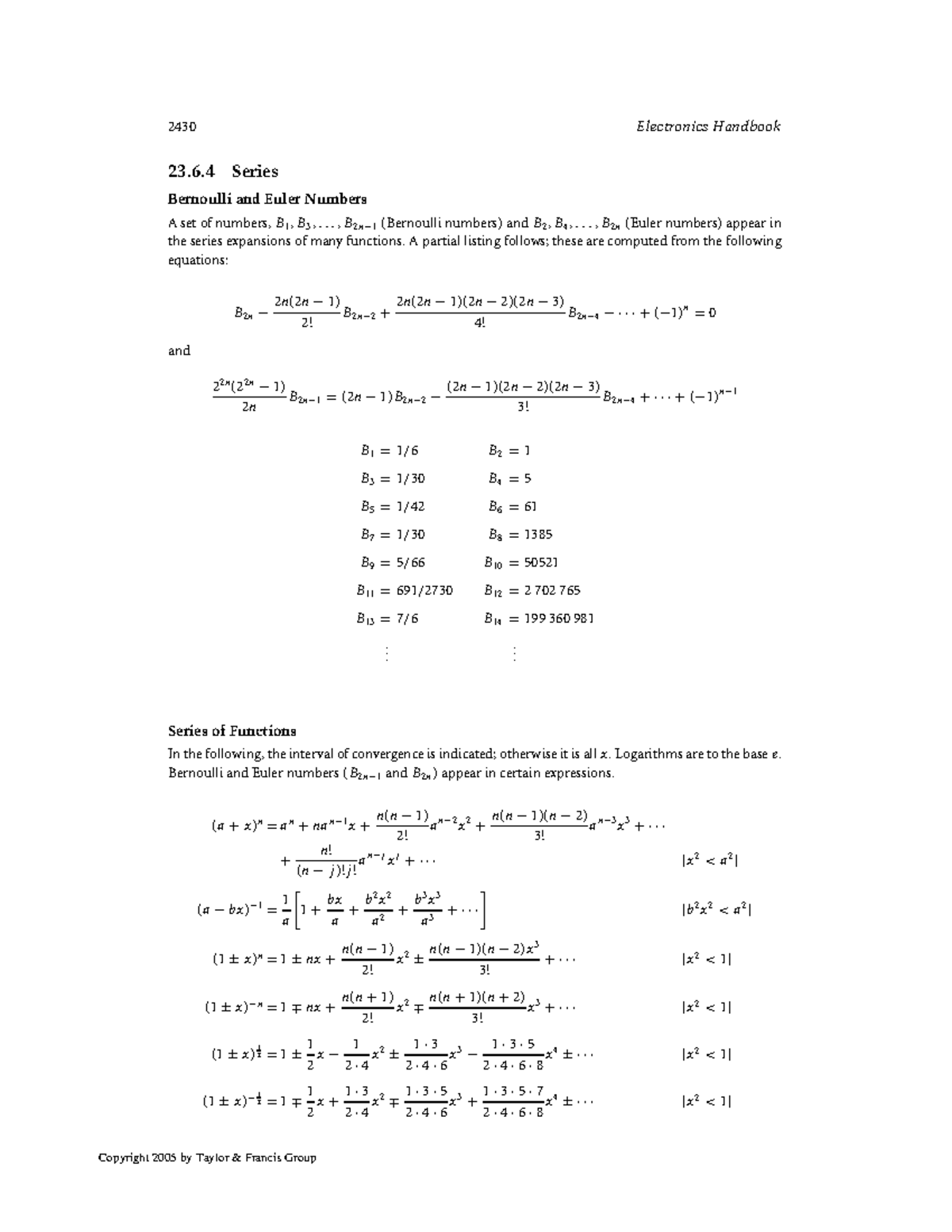 Electrical Engineering notes - 2430 Electronics Handbook 23.6 Series ...