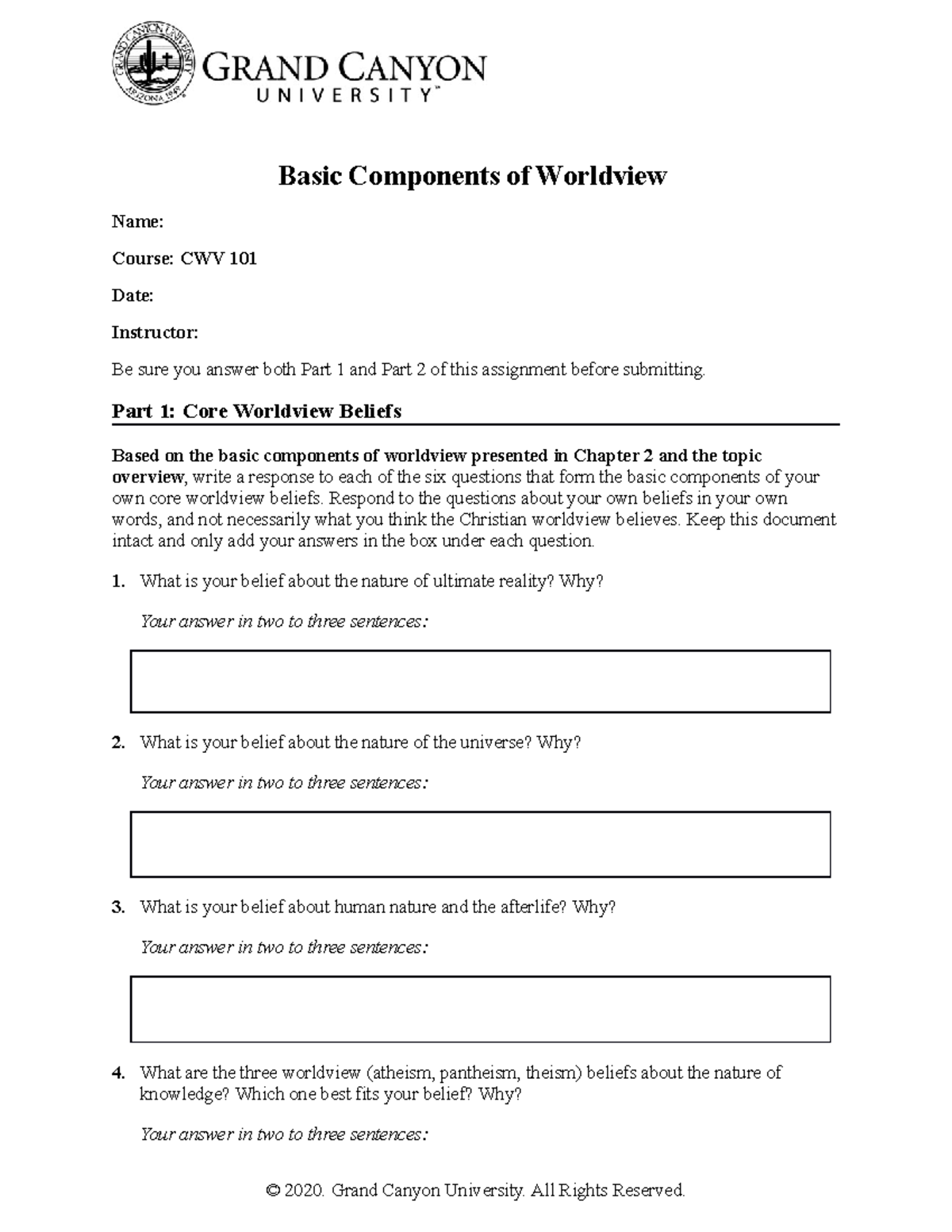 CWV 101 301 RS T1Basic Components Of Worldview - Basic Components of ...