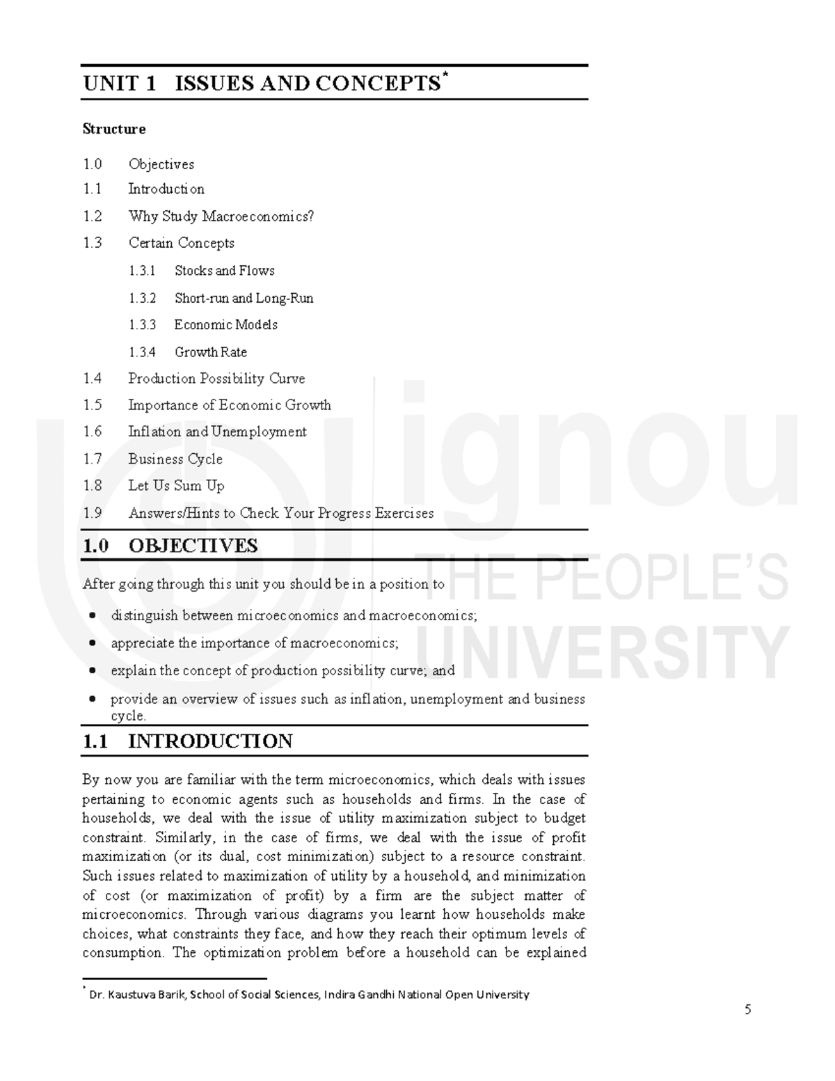 Unit-1 - Notes - UNIT 1 ISSUES AND CONCEPTS * Structure 1 Objectives 1 ...