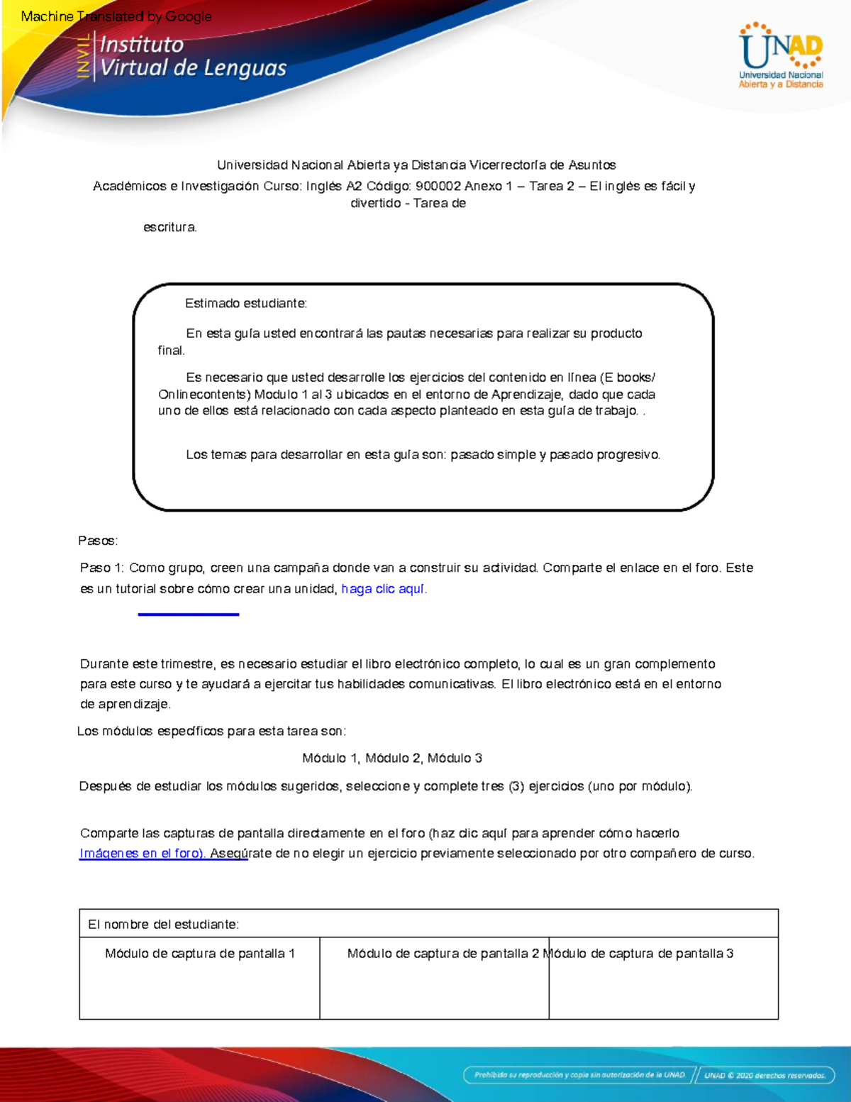 Anexo 1 - Task 2 - English is easy and fun. Writing Task - Estimado ...