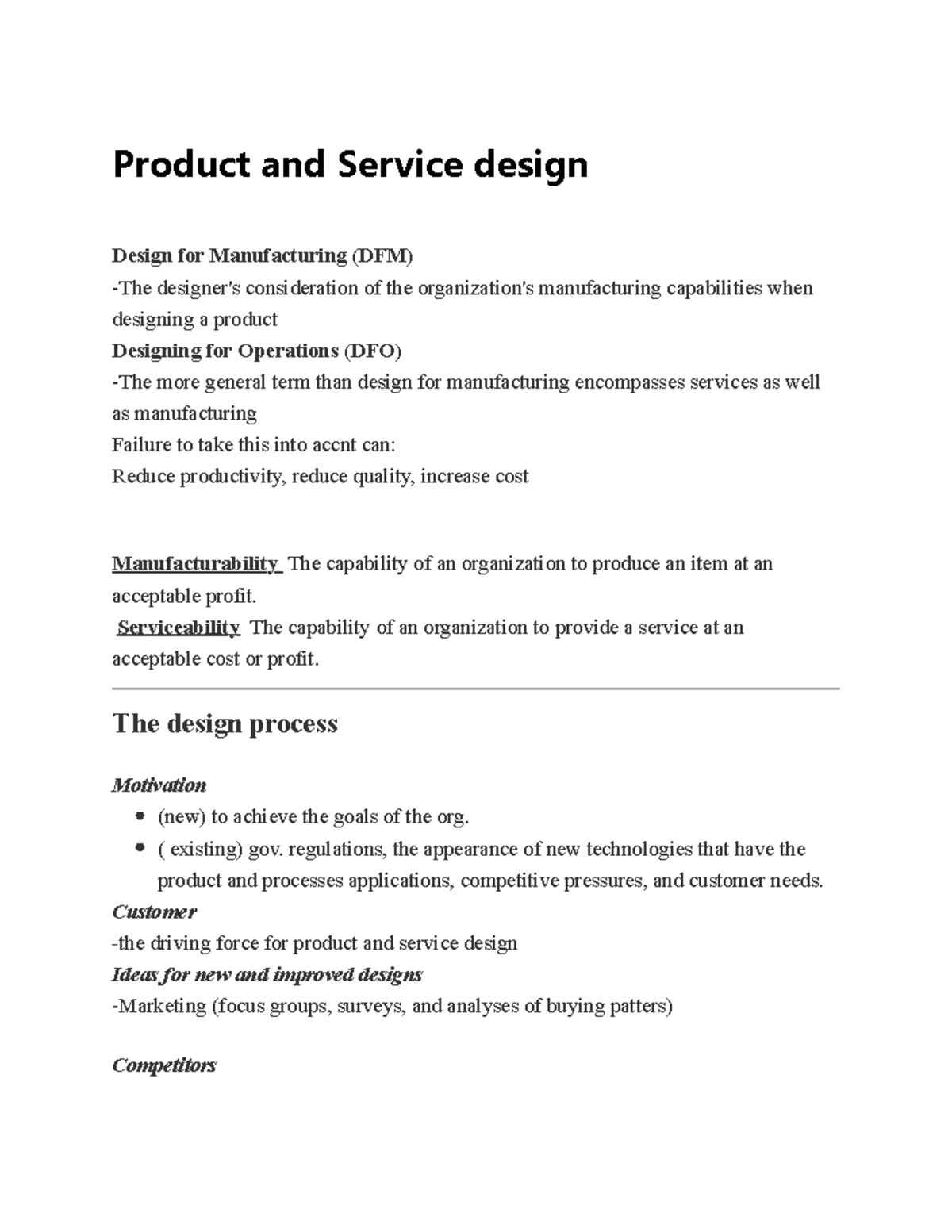 Product and Service design - Product and Service design Design for ...