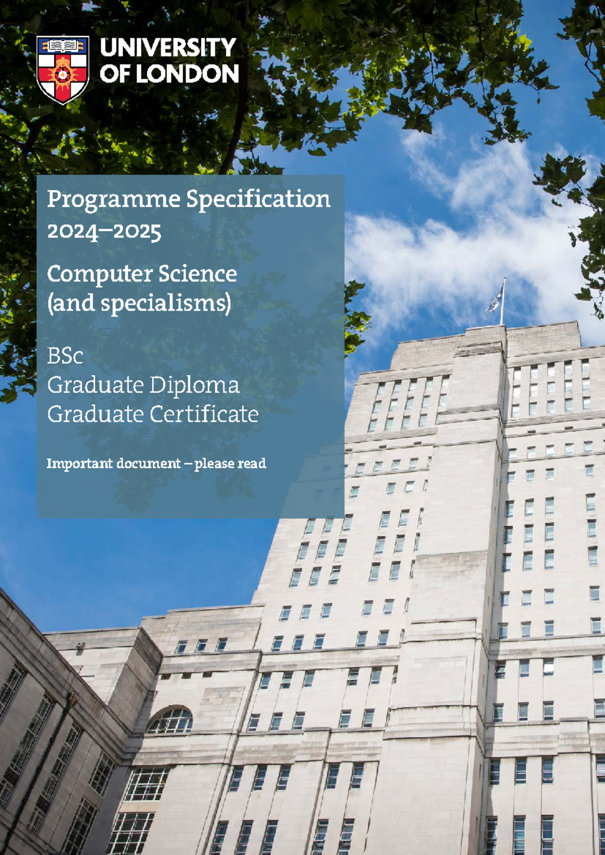 Progspec computer science bsc 2024 25 - Programme Specification 2024 ...